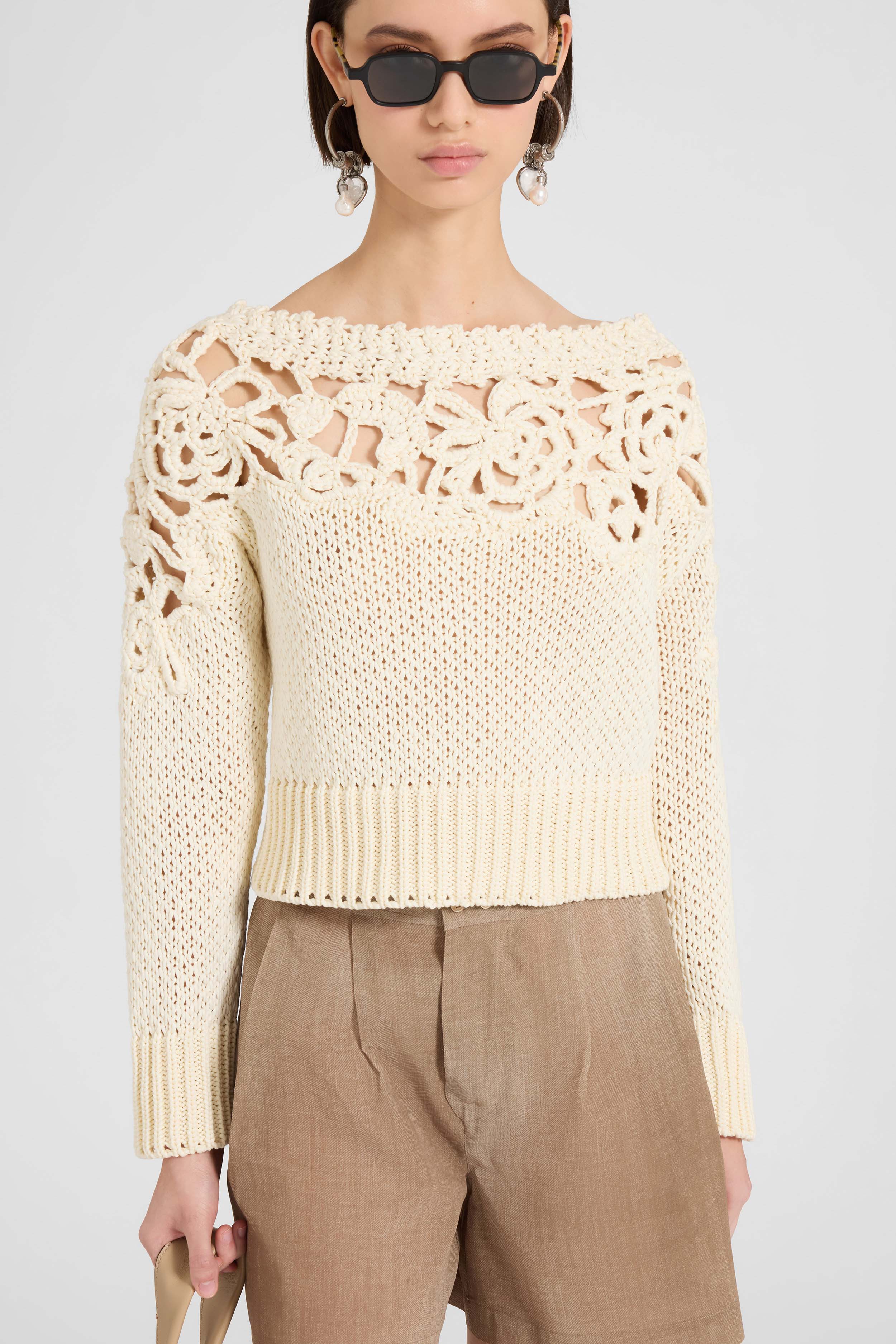 Long-sleeve crochet cotton sweater «Giardini d’autore» - Image 2