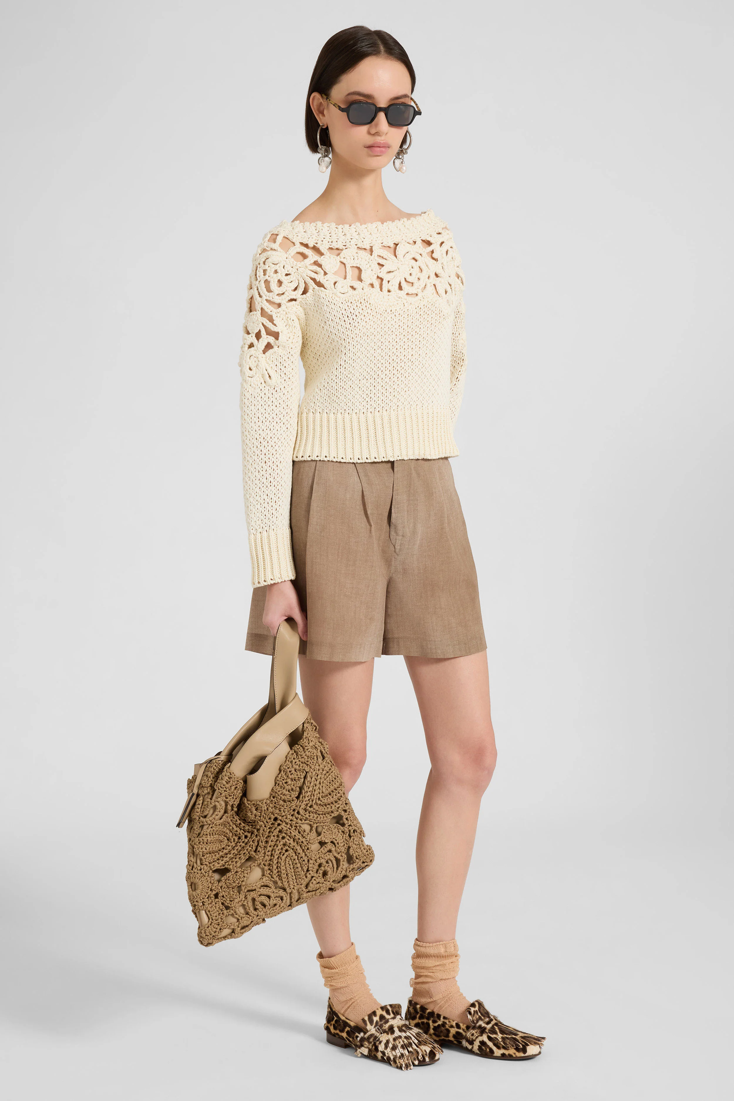 Long-sleeve crochet cotton sweater «Giardini d’autore» - Image 3