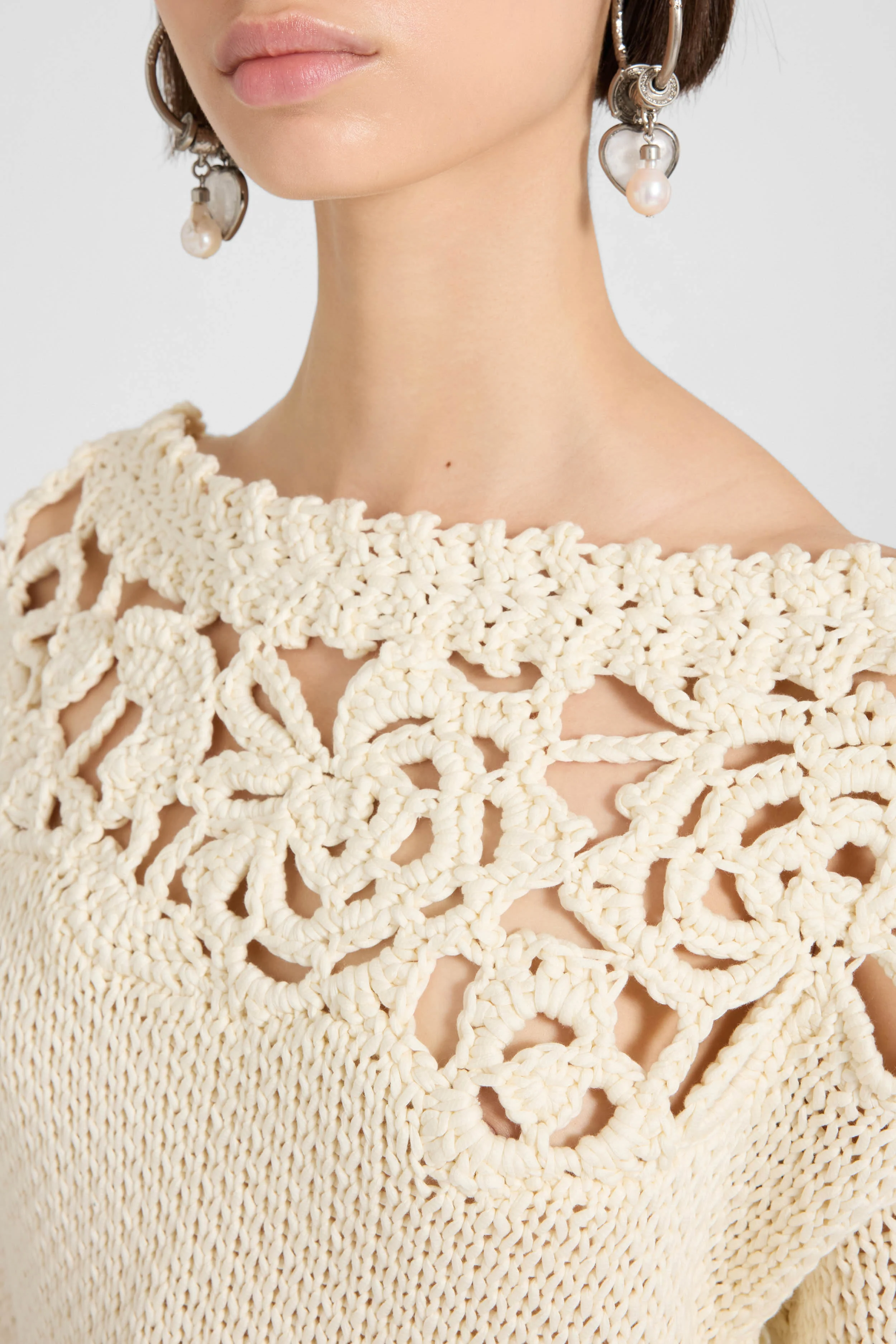 Long-sleeve crochet cotton sweater «Giardini d’autore» - Image 4