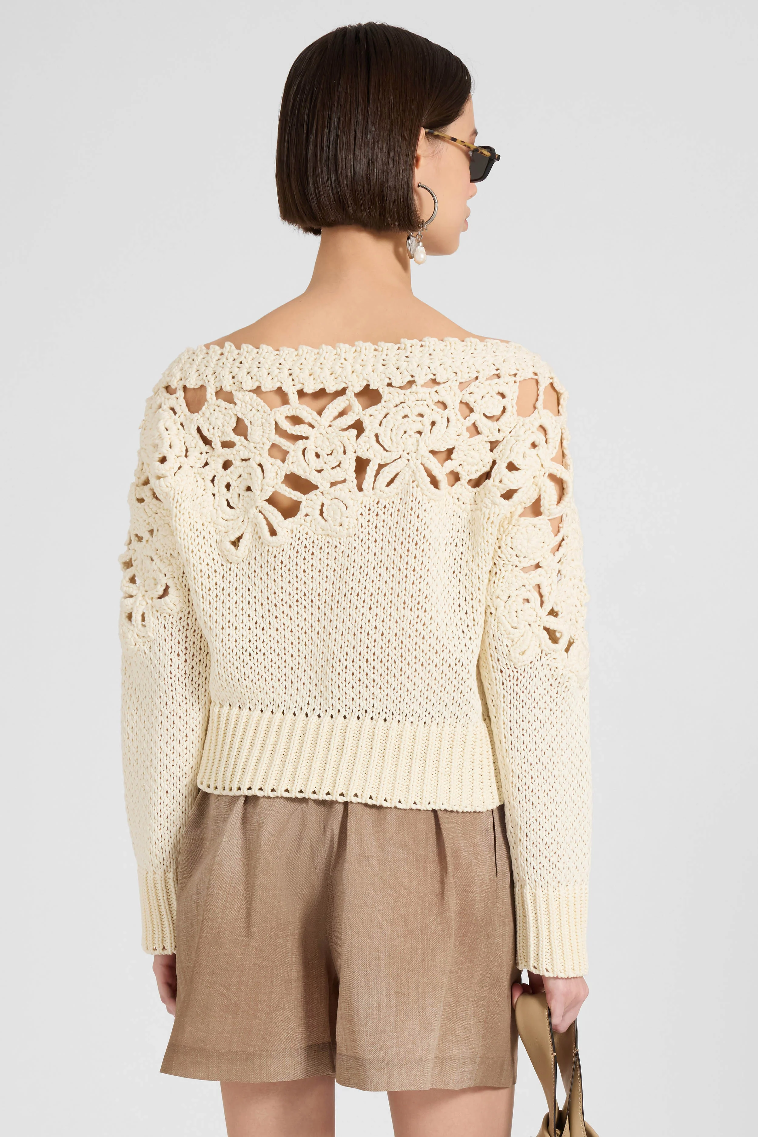 Long-sleeve crochet cotton sweater «Giardini d’autore» - Image 5