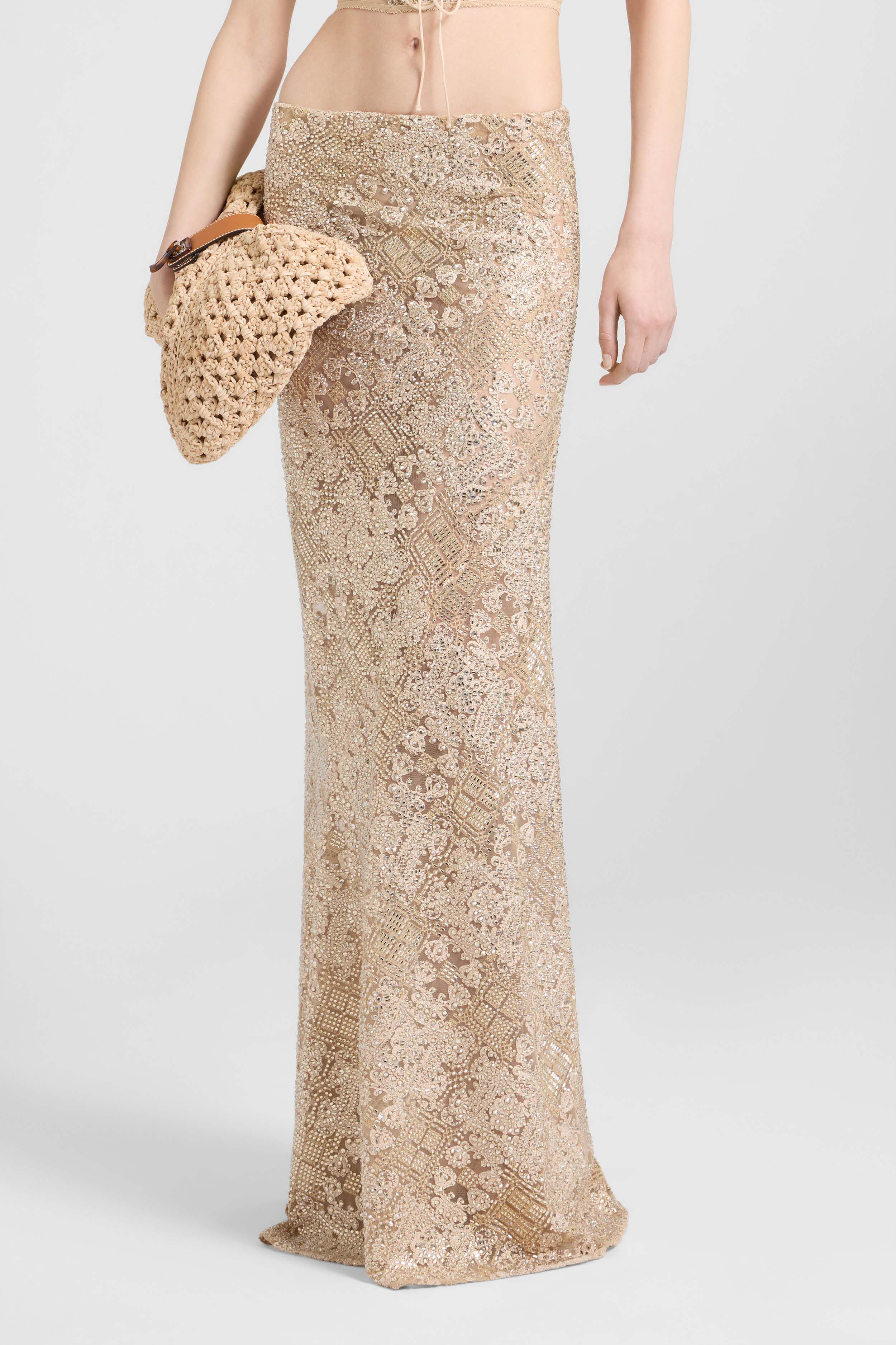 Long spiral skirt in maiolica lace with tone-on-tone hand-applied crystals - Image 3