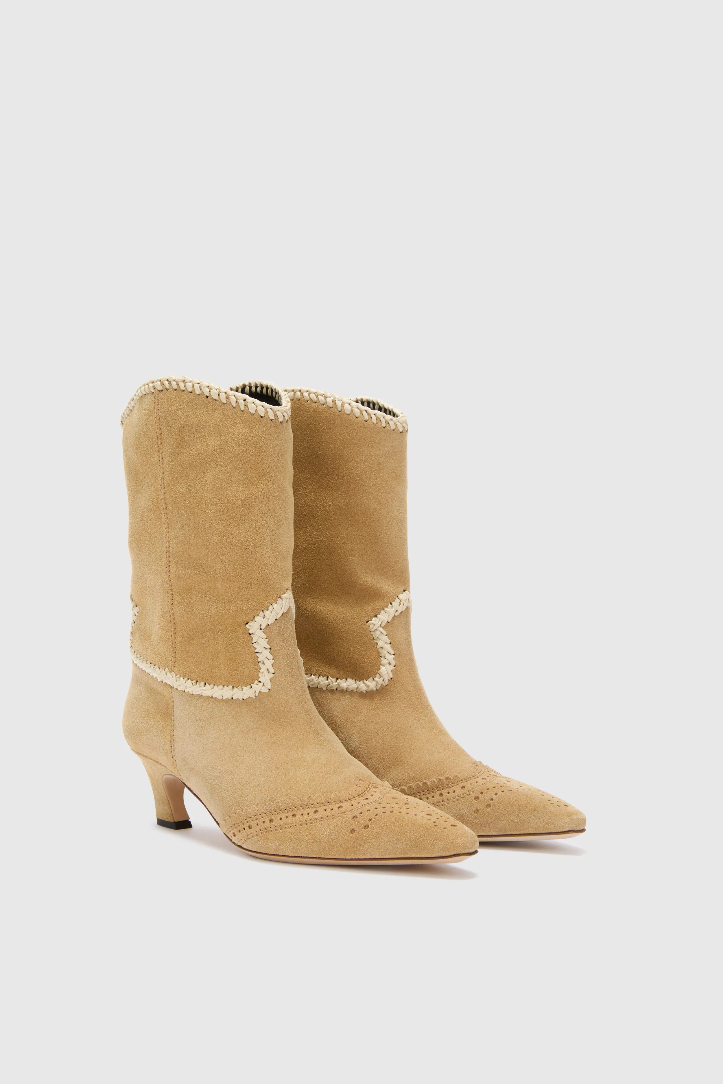 Low boot in crosta with raffia embroidery - Image 2