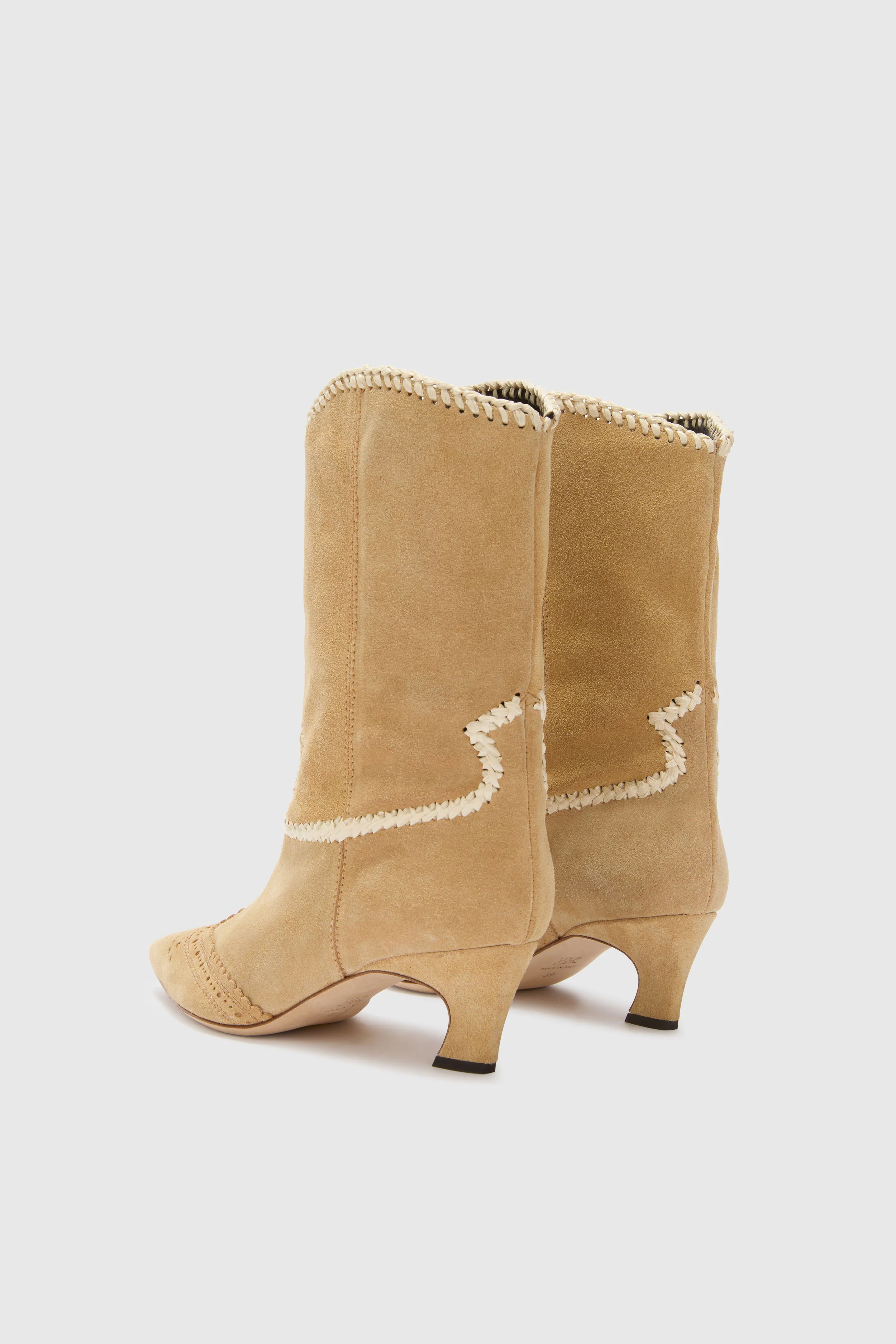 Low boot in crosta with raffia embroidery - Image 3
