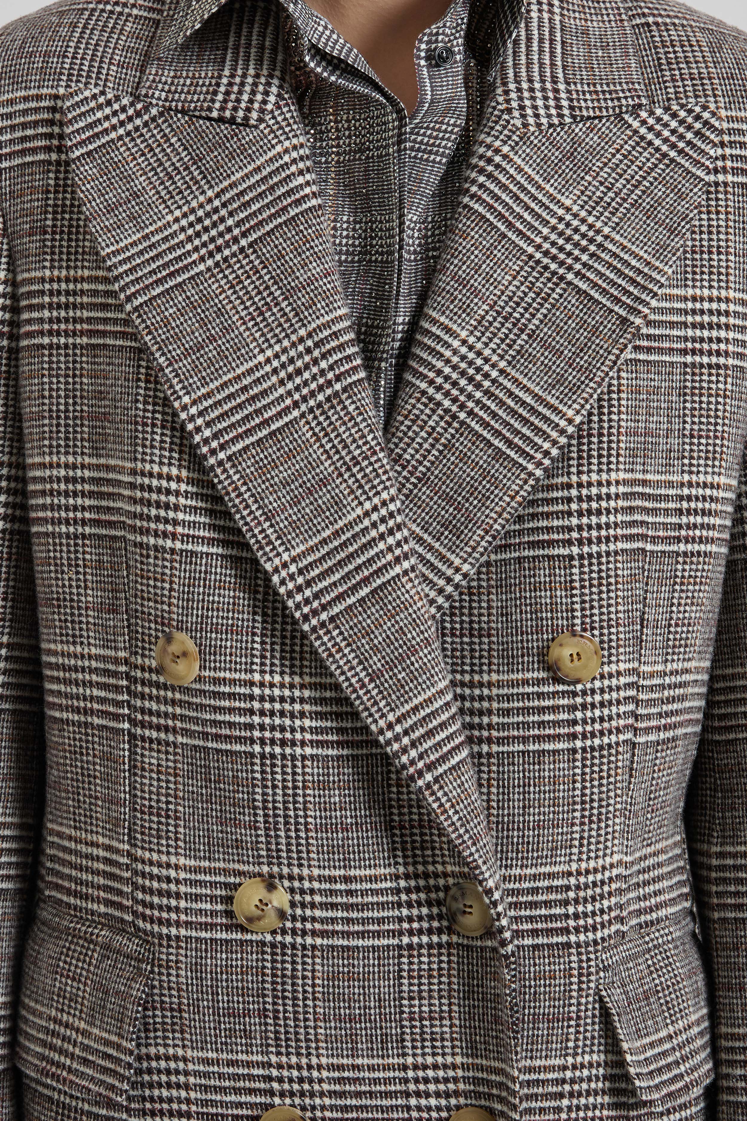 Midi Double-Breasted Coat in Houndstooth Wool Double Yarn-Dyed - Image 4