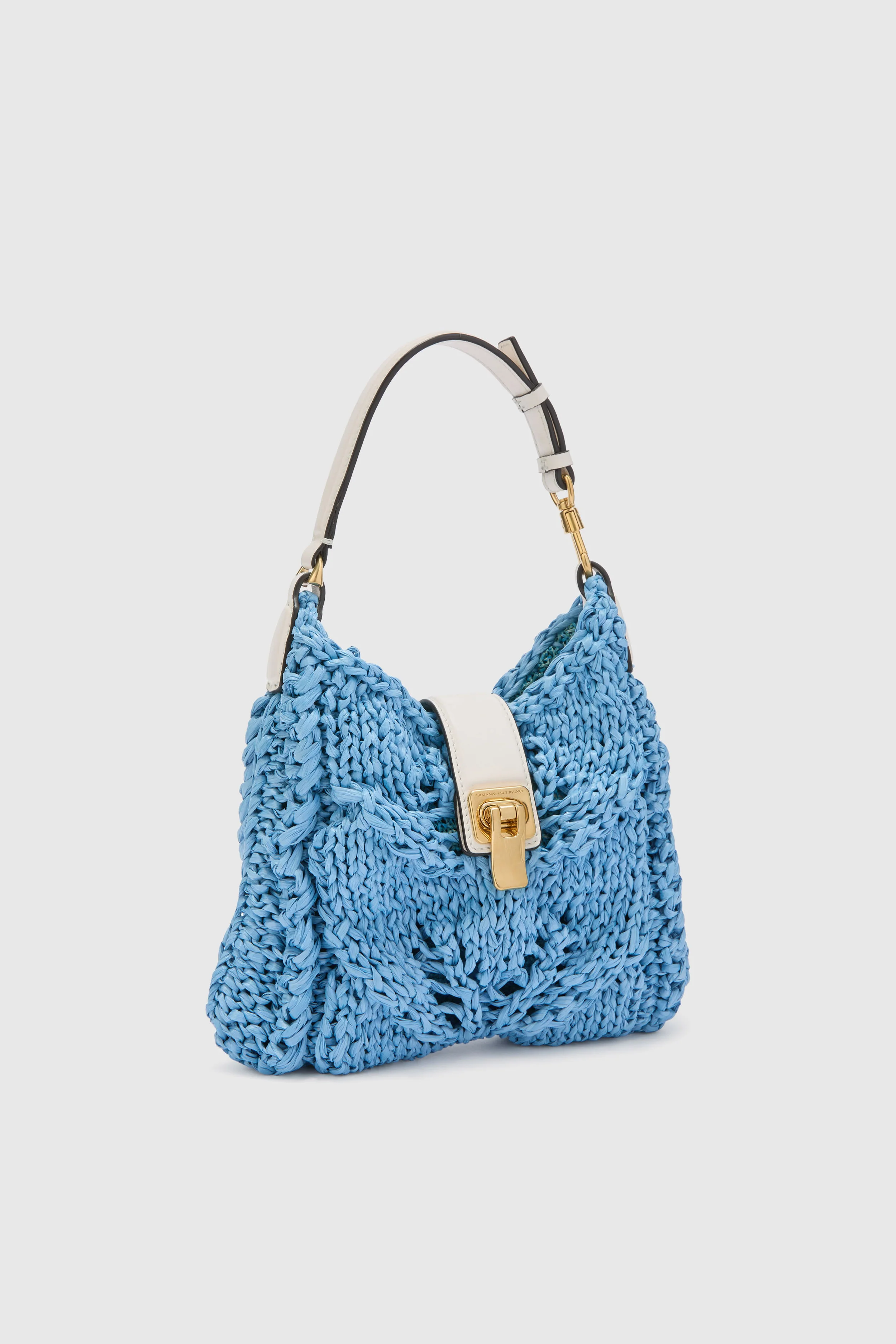 Mini Clio bag in powder blue raffia - Image 3
