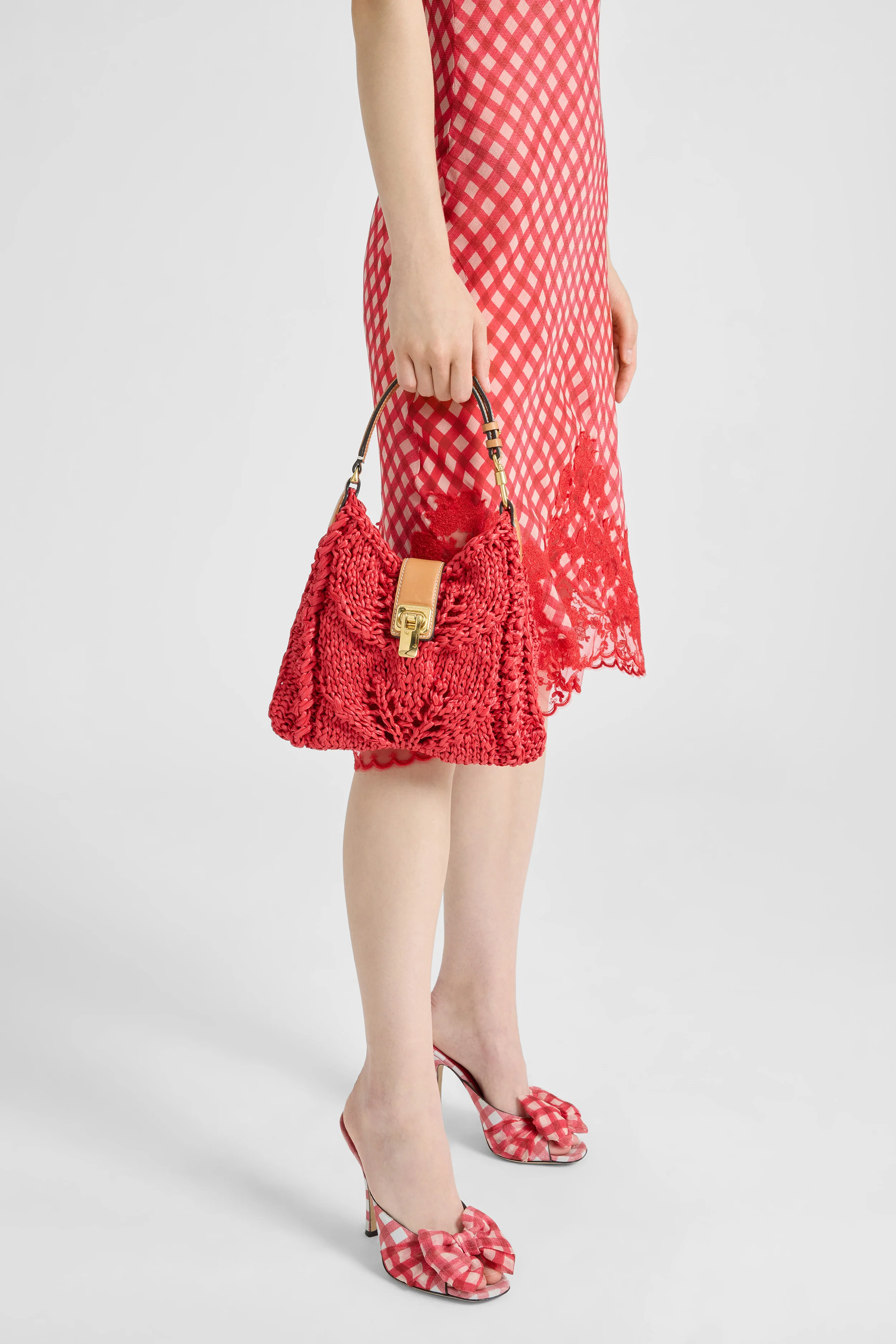 Mini Clio bag in red raffia - Image 2