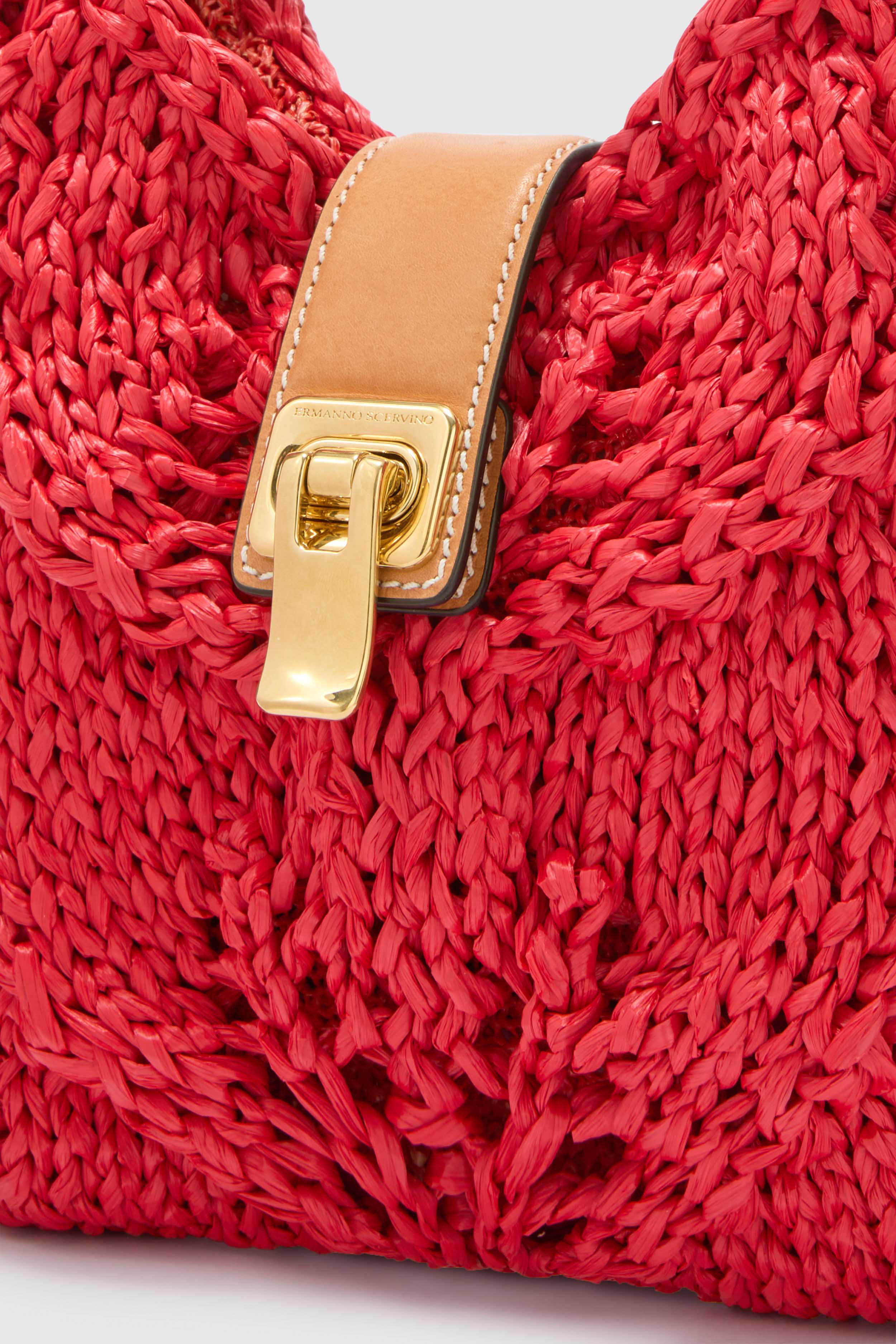 Mini Clio bag in red raffia - Image 4