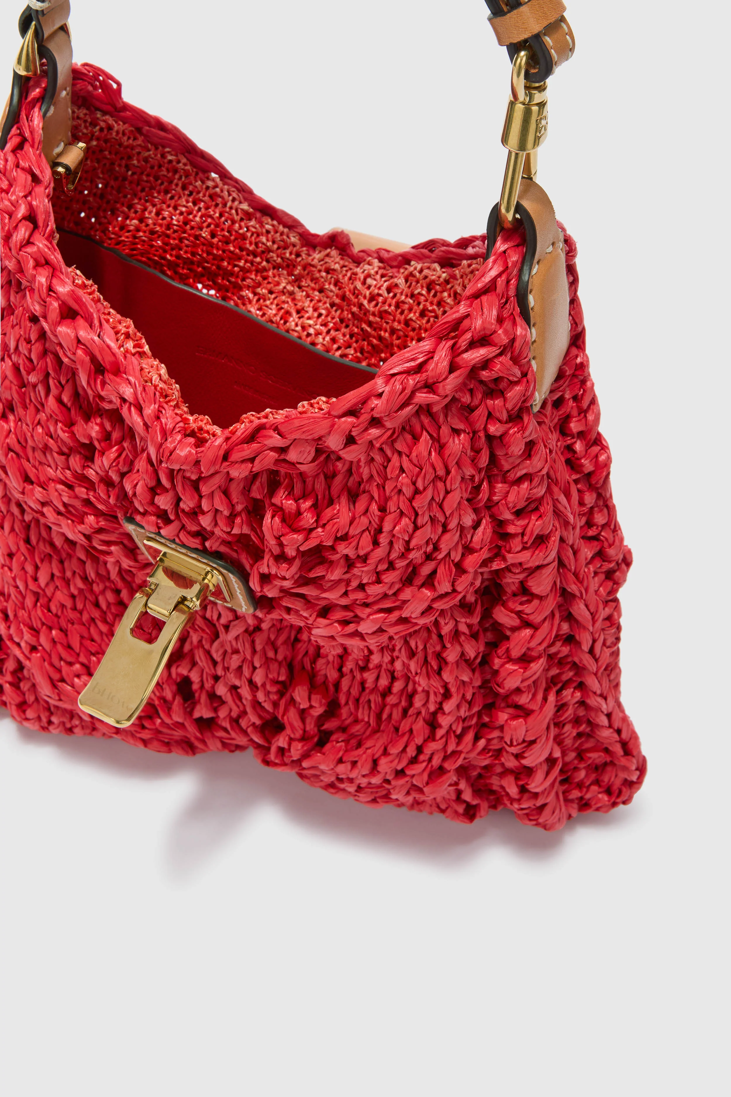 Mini Clio bag in red raffia - Image 5