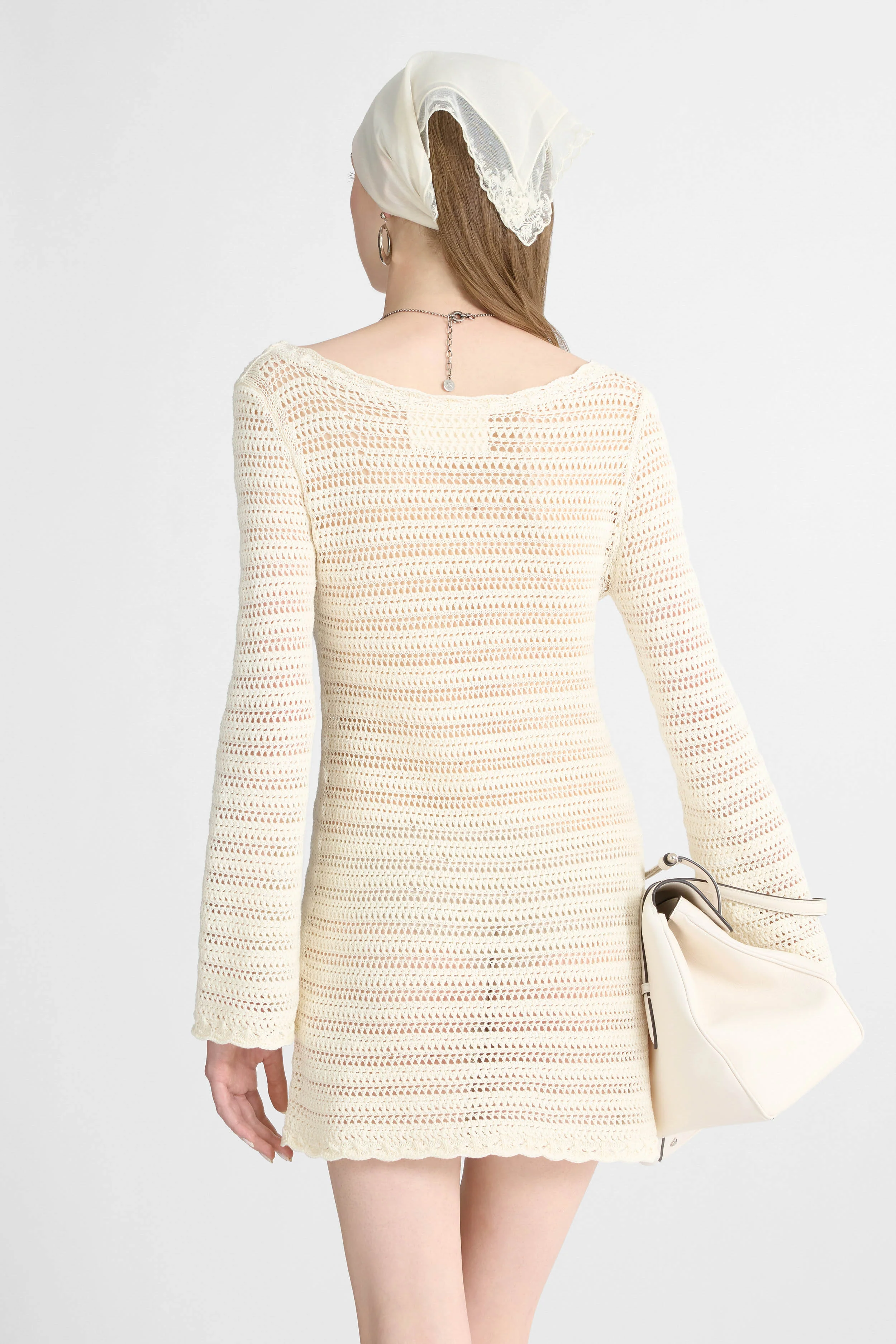 Mini dress in cotton crochet - Image 5