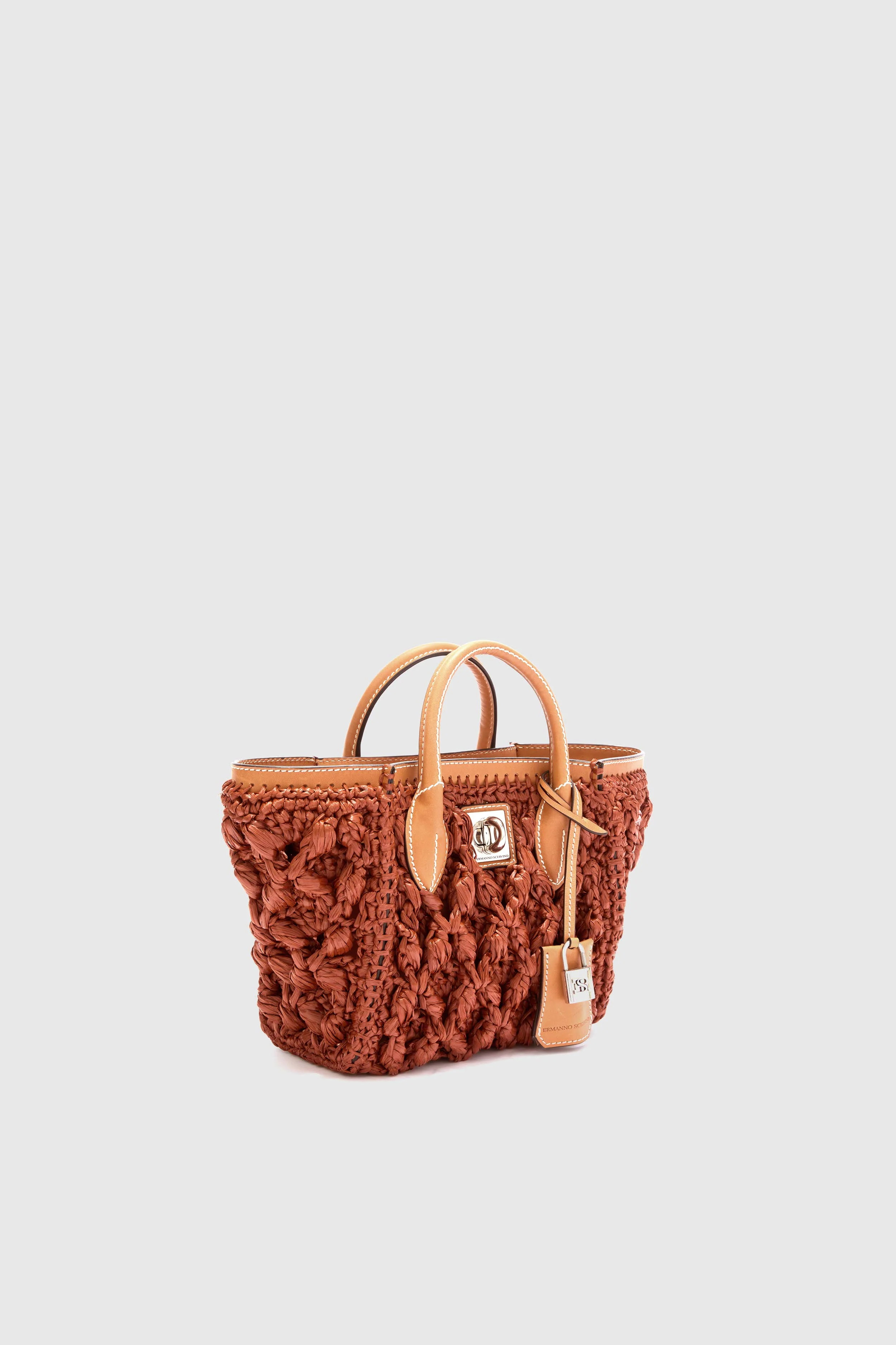 Mini Maggie in raffia with leather details - Image 3
