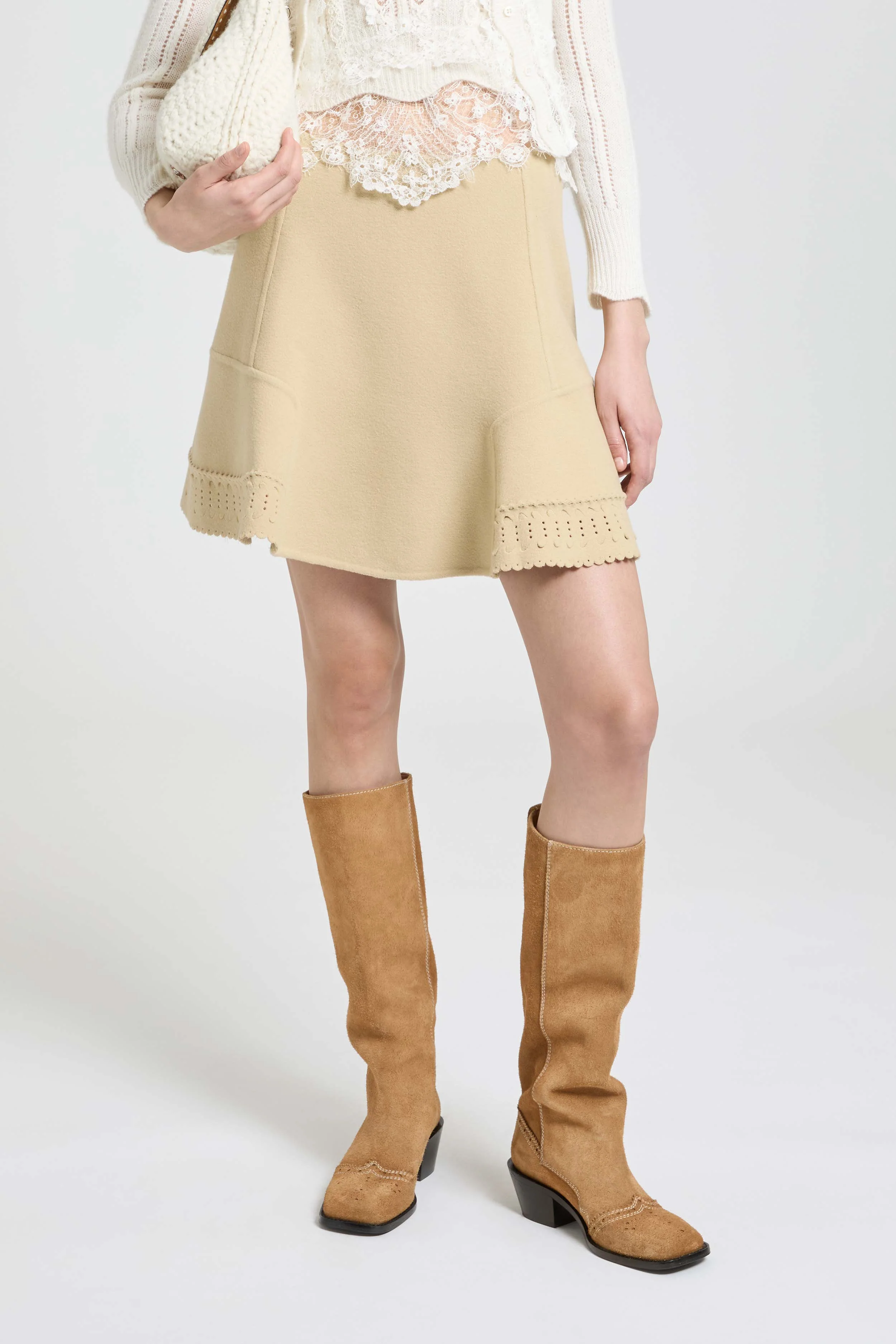 Mini skirt in double-faced virgin wool cloth - Image 3