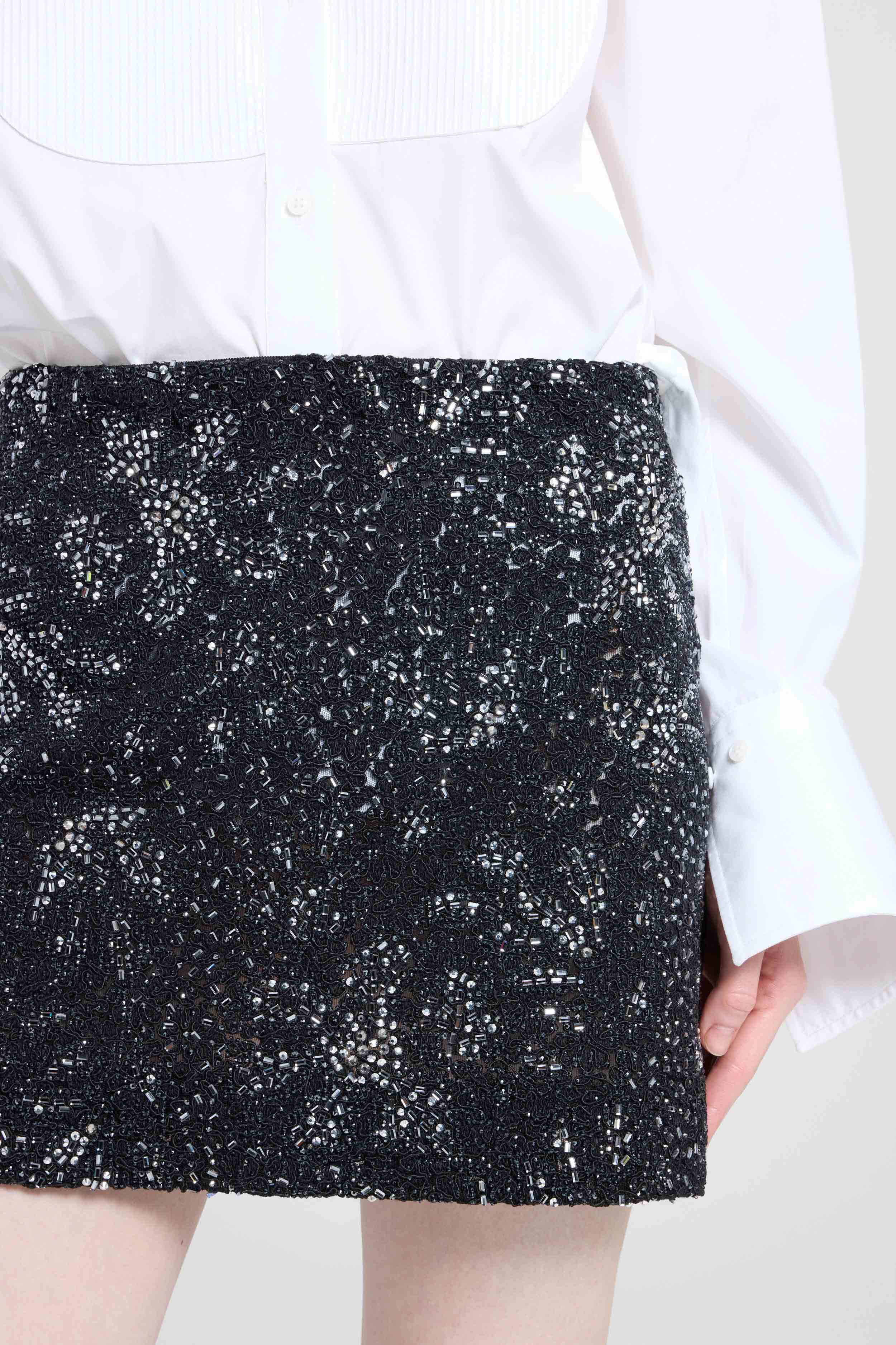 Mini skirt with hand-applied stones and crystals - Image 5