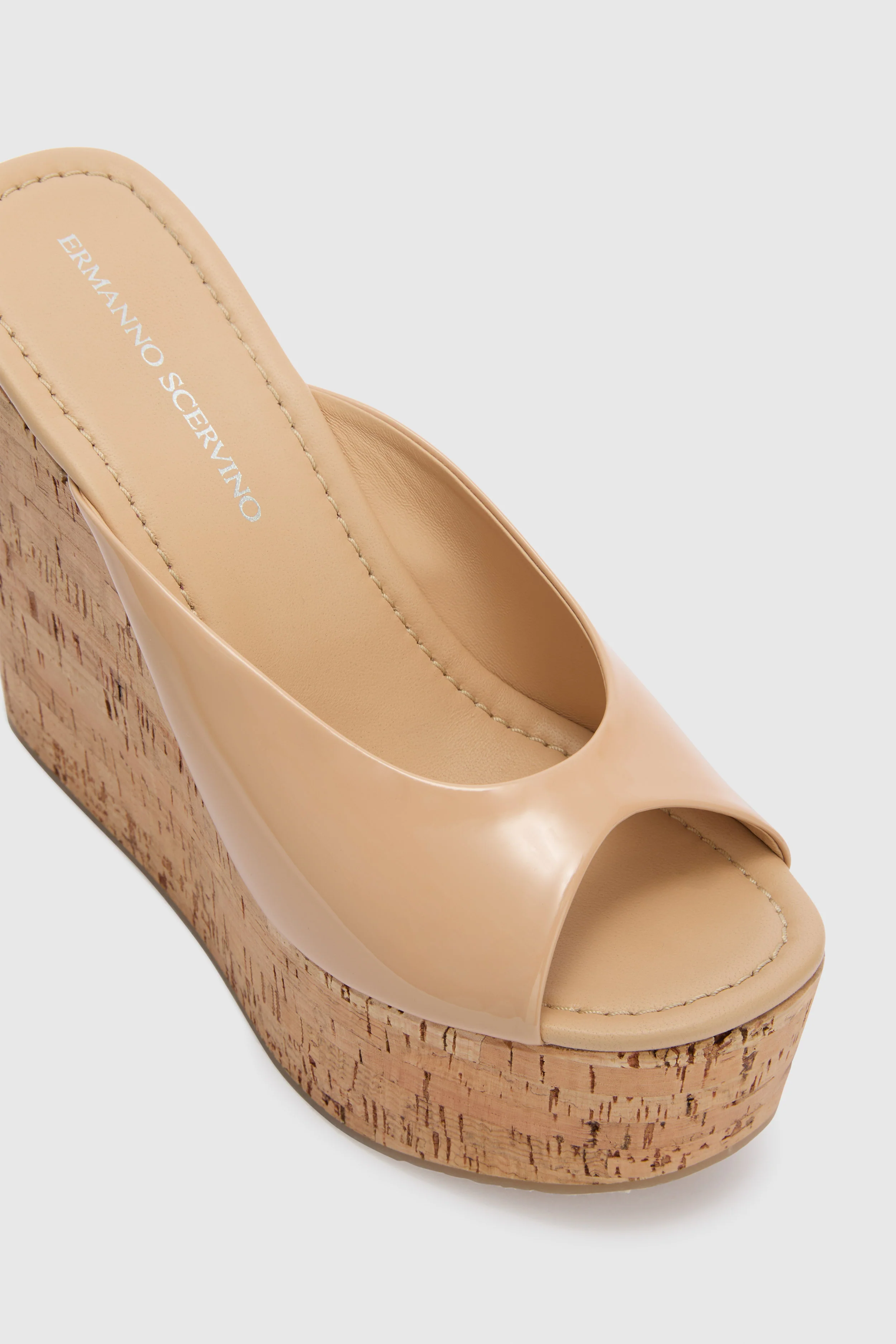 Nude smooth nappa wedge open toe sandal - Image 4