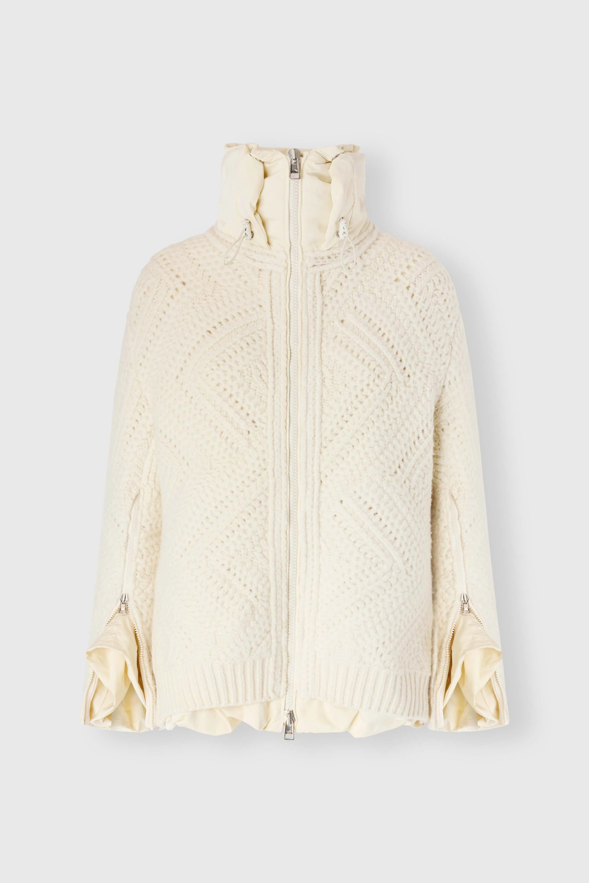 Oversized puffer jacket in textured technical fabric