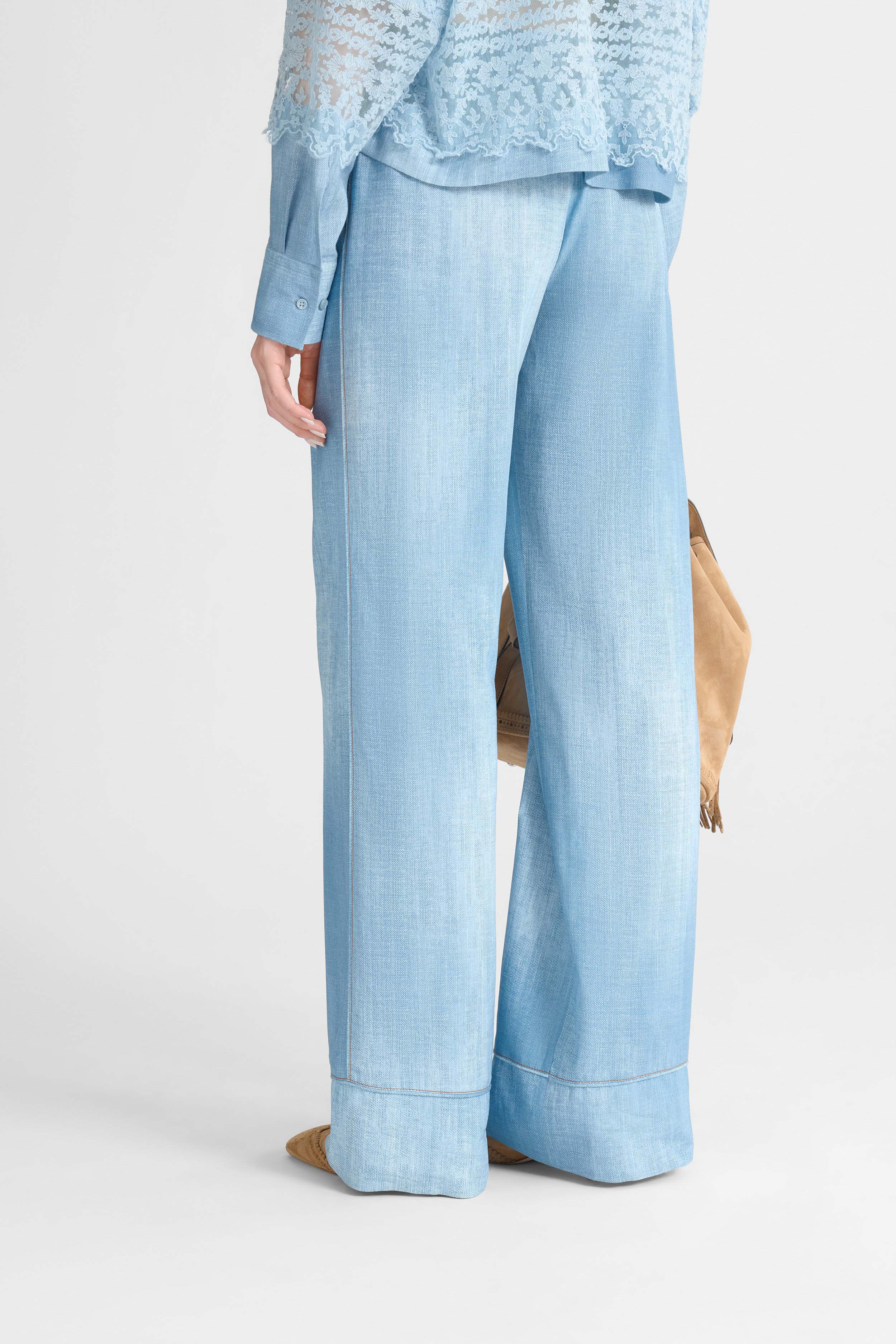 Pajama-Style Trousers in Marocain Jeans Print - Image 5