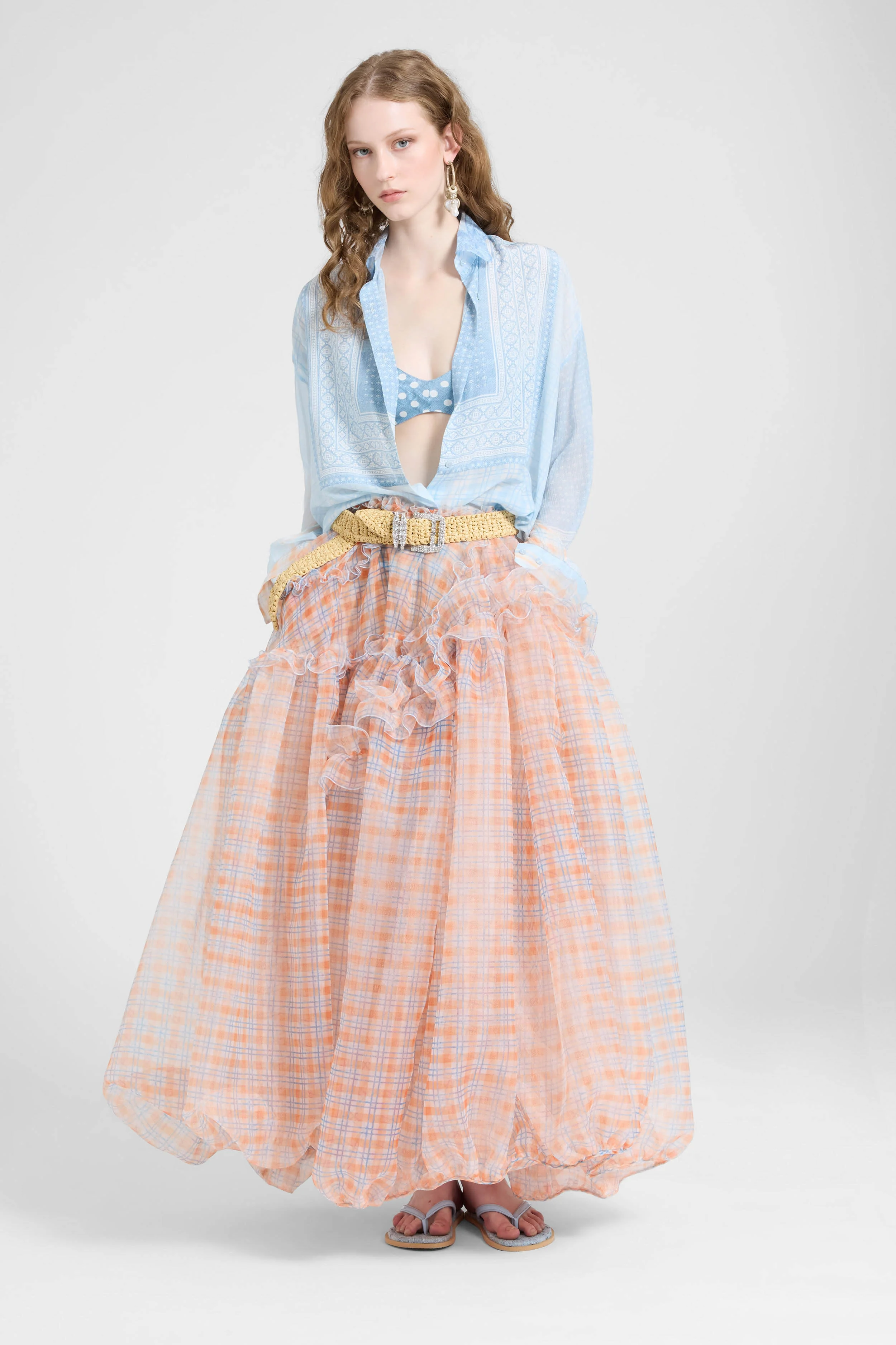 Patchwork cotton-silk muslin shirt with bandana print - Image 3