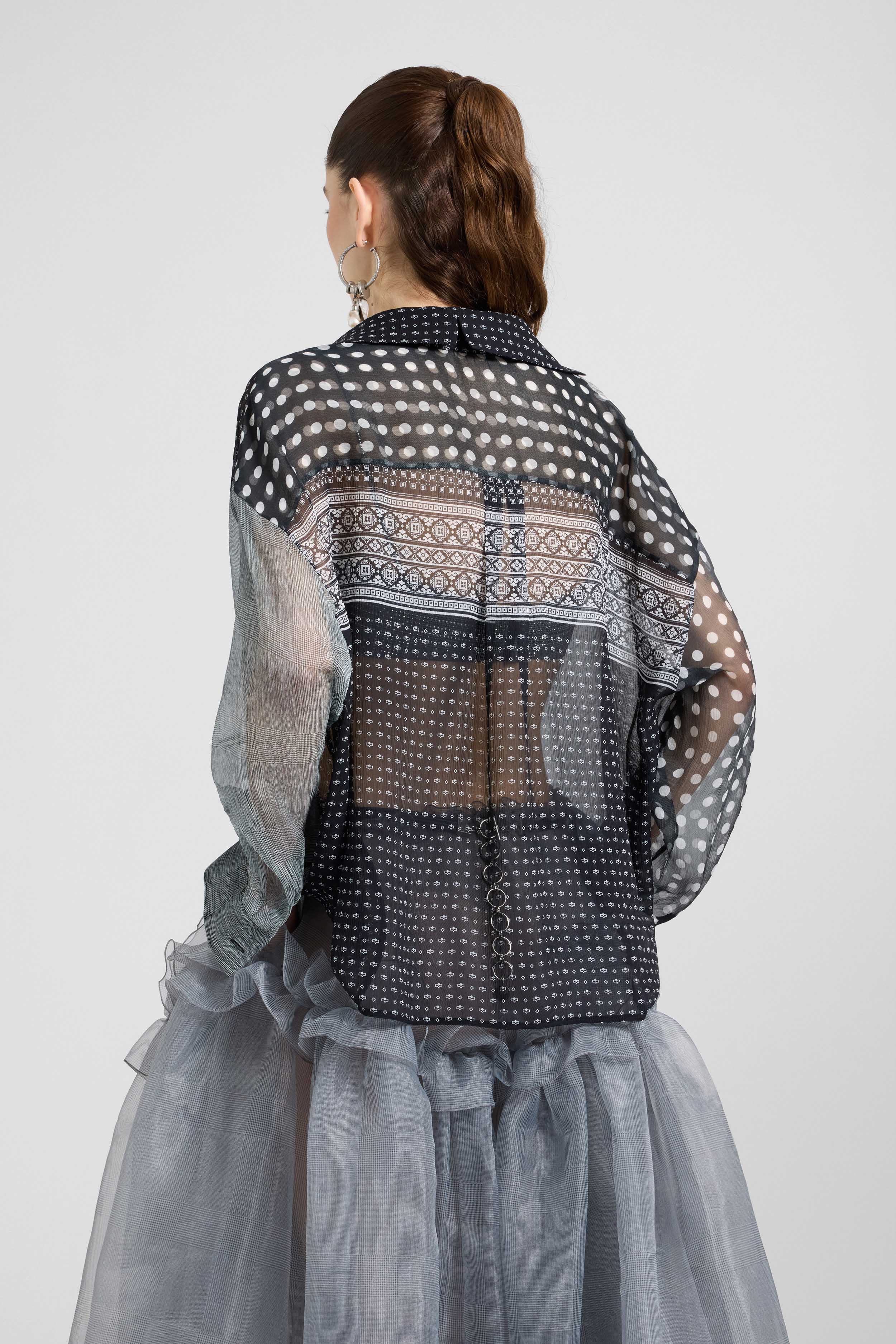 Patchwork printed silk chiffon shirt - Image 4