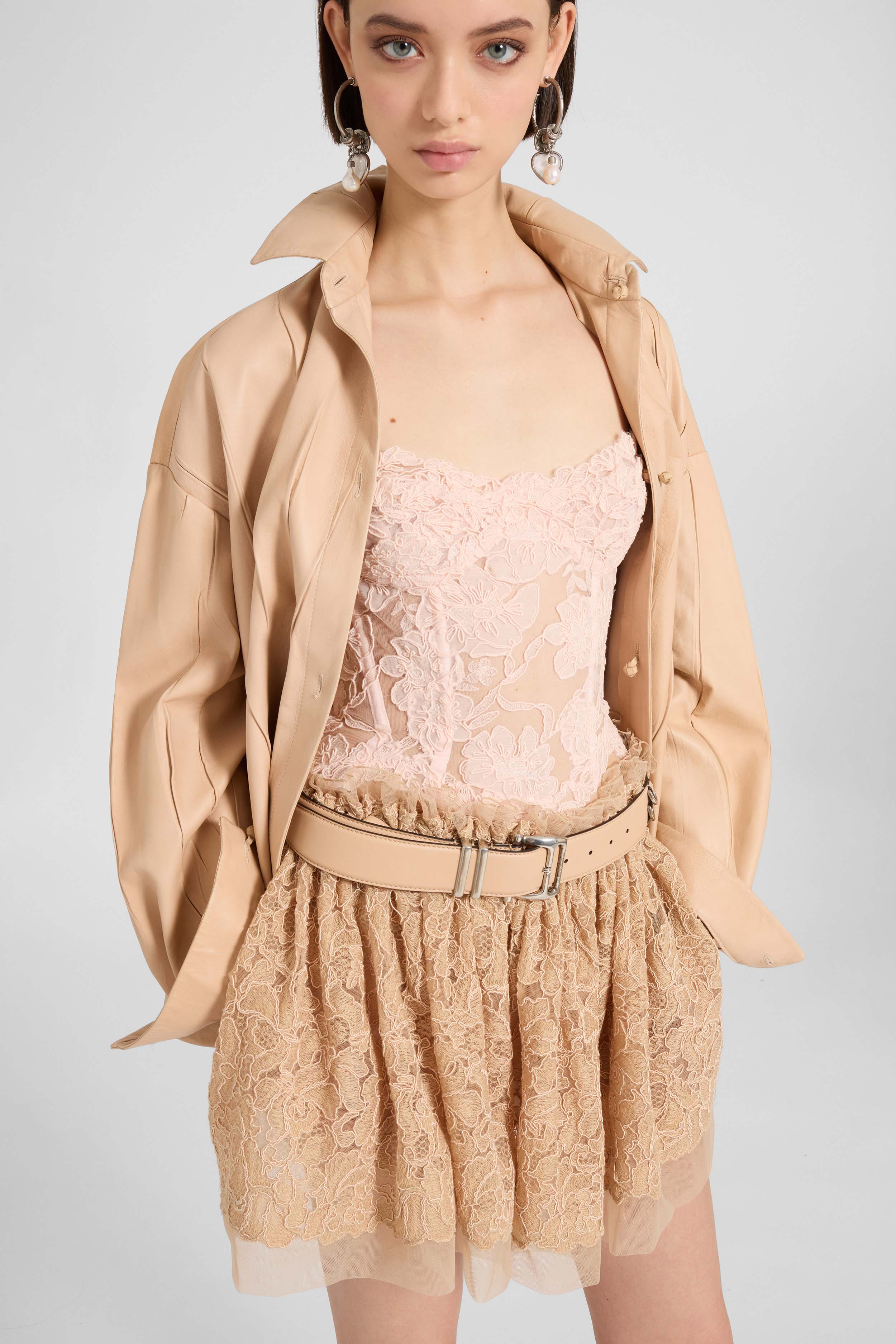 Plissé leather shirt-jacket - Image 2