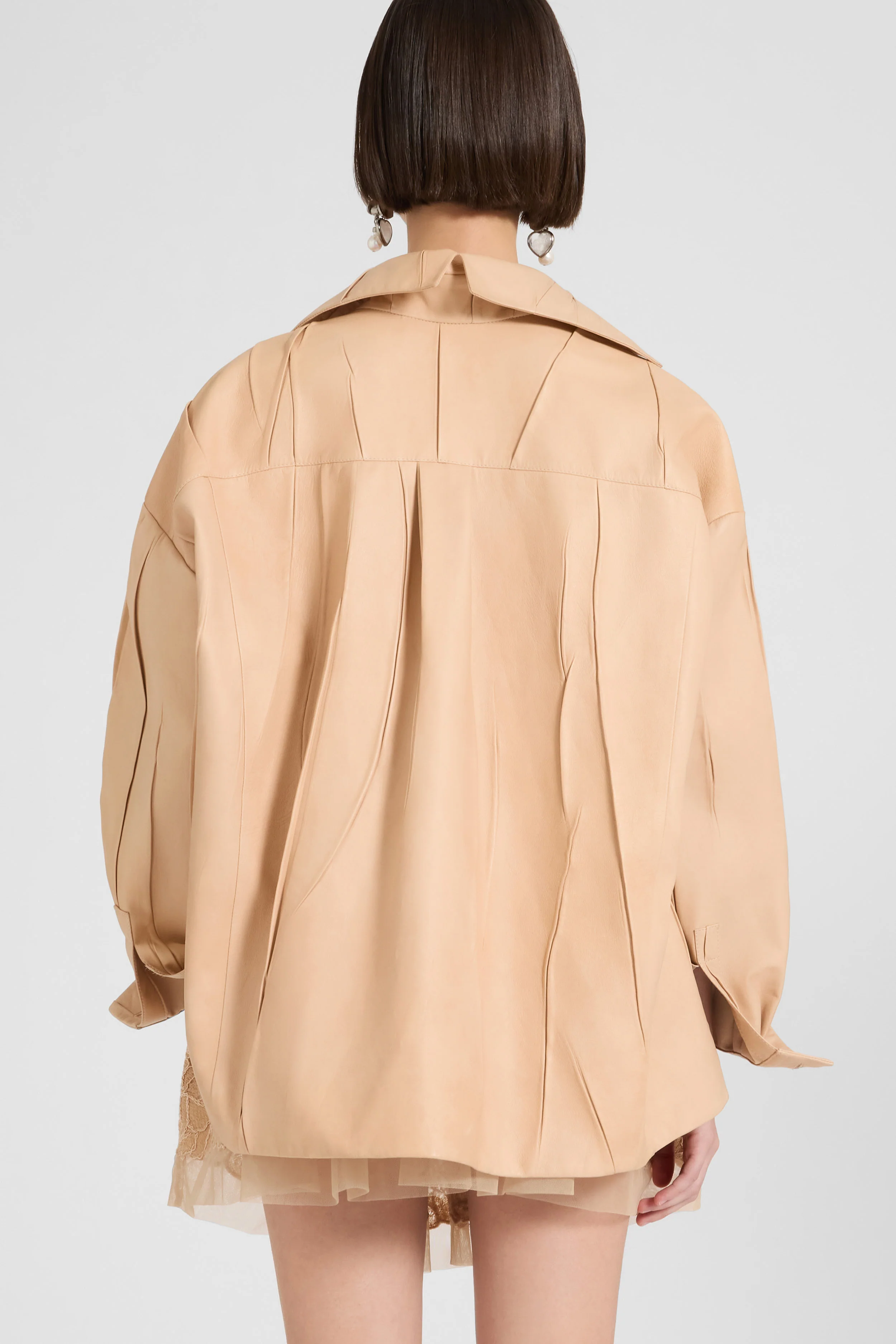 Plissé leather shirt-jacket - Image 5