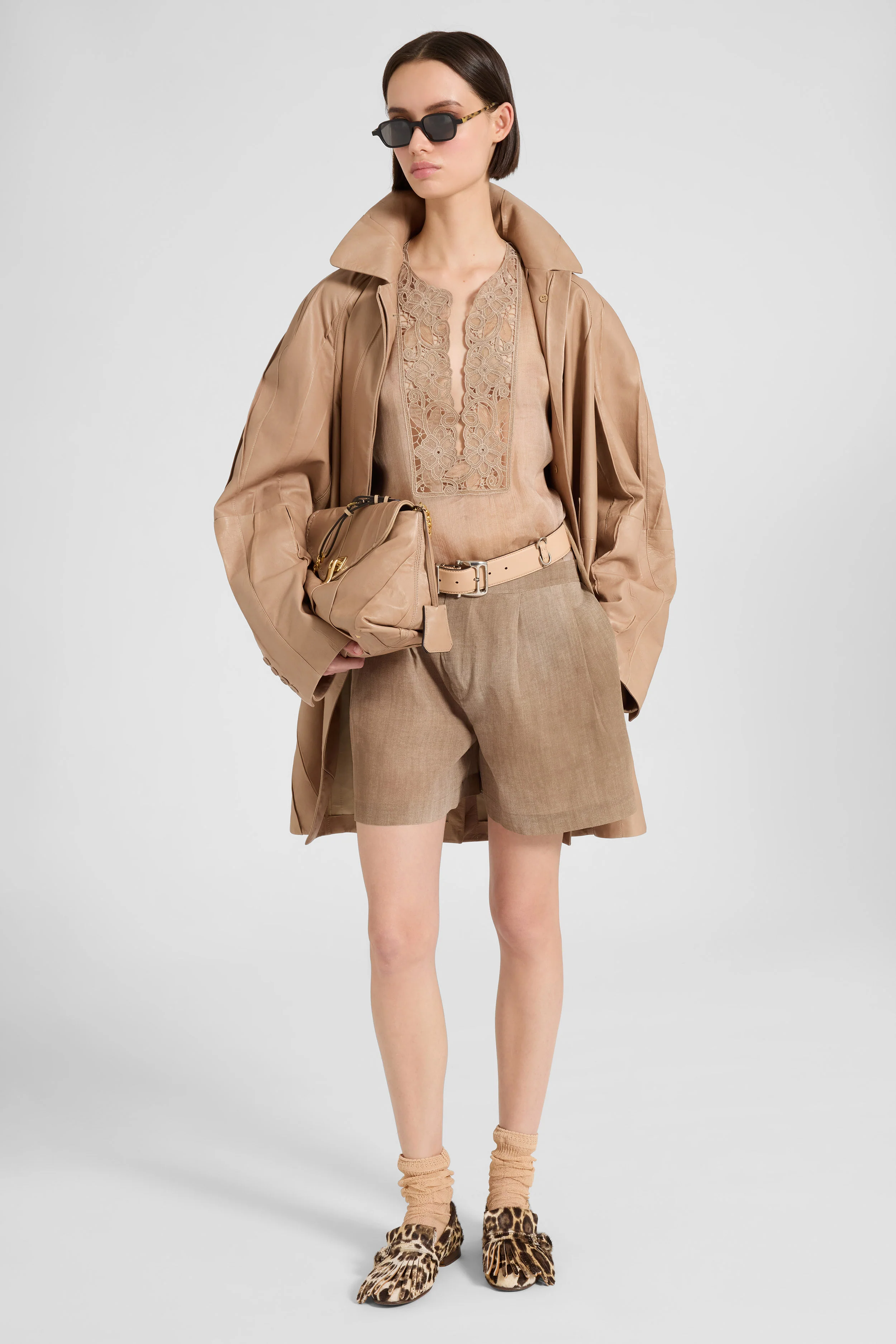 Plissé real leather coat - Image 3