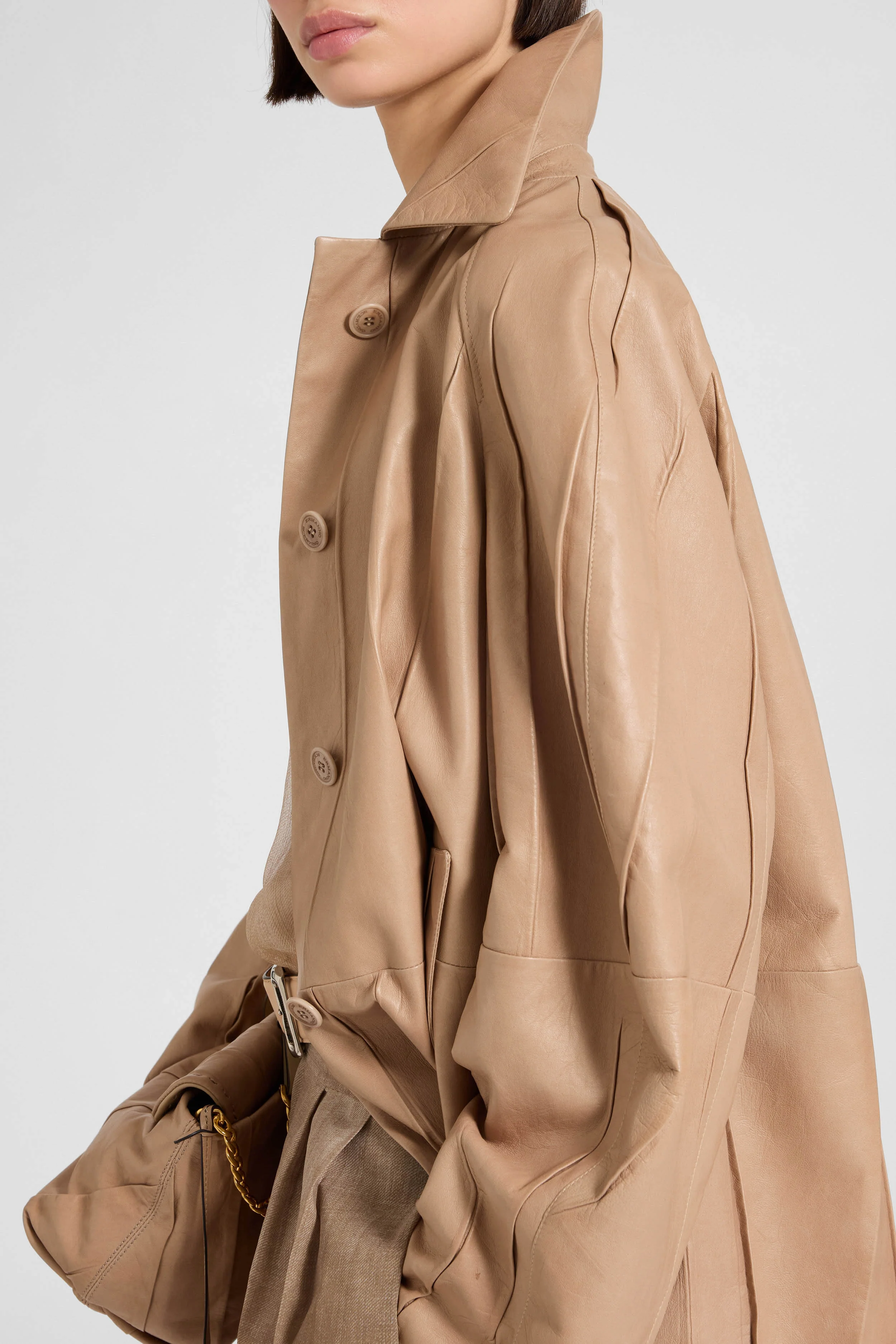 Plissé real leather coat - Image 4
