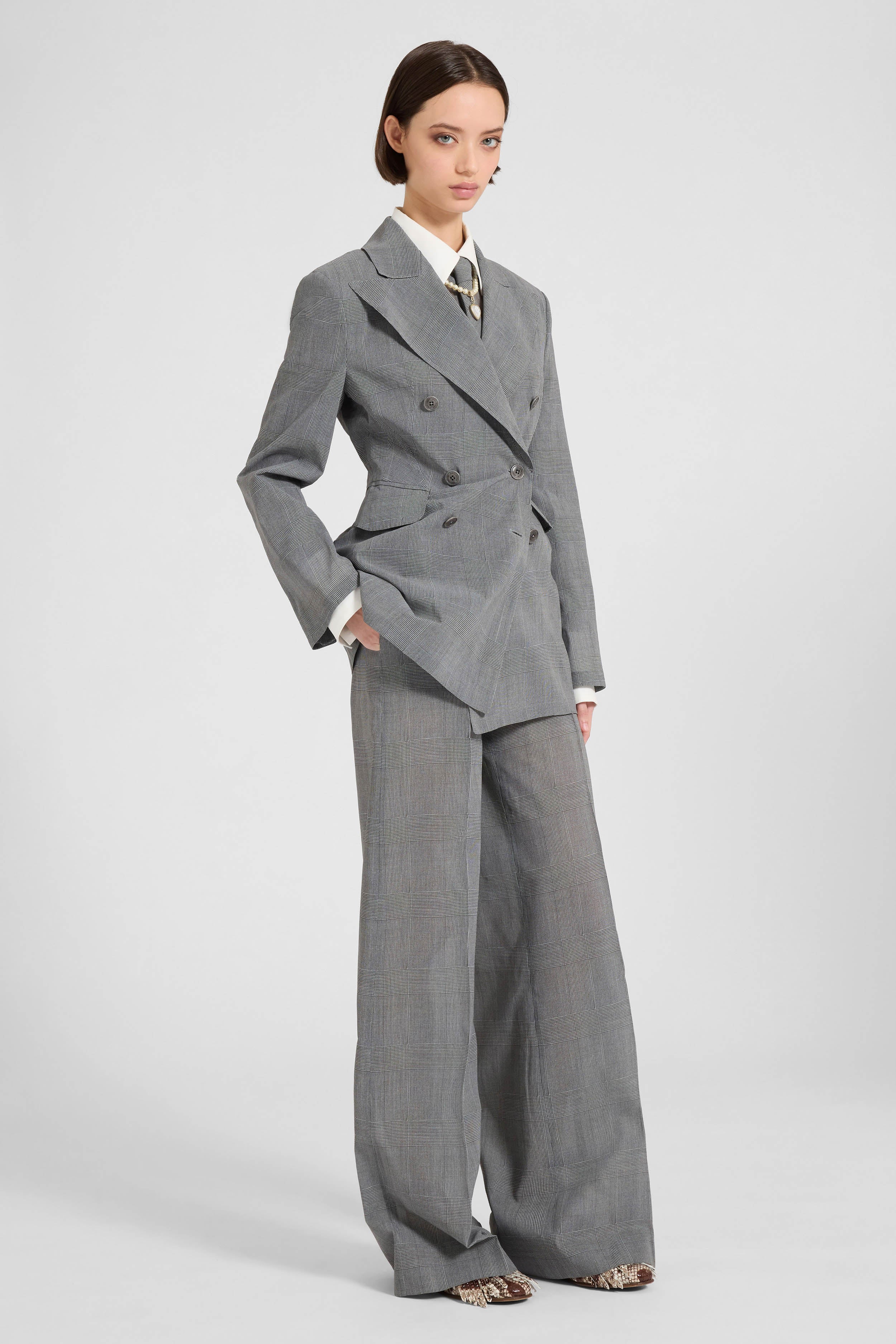 Prince of Wales technical georgette shirt - Image 3