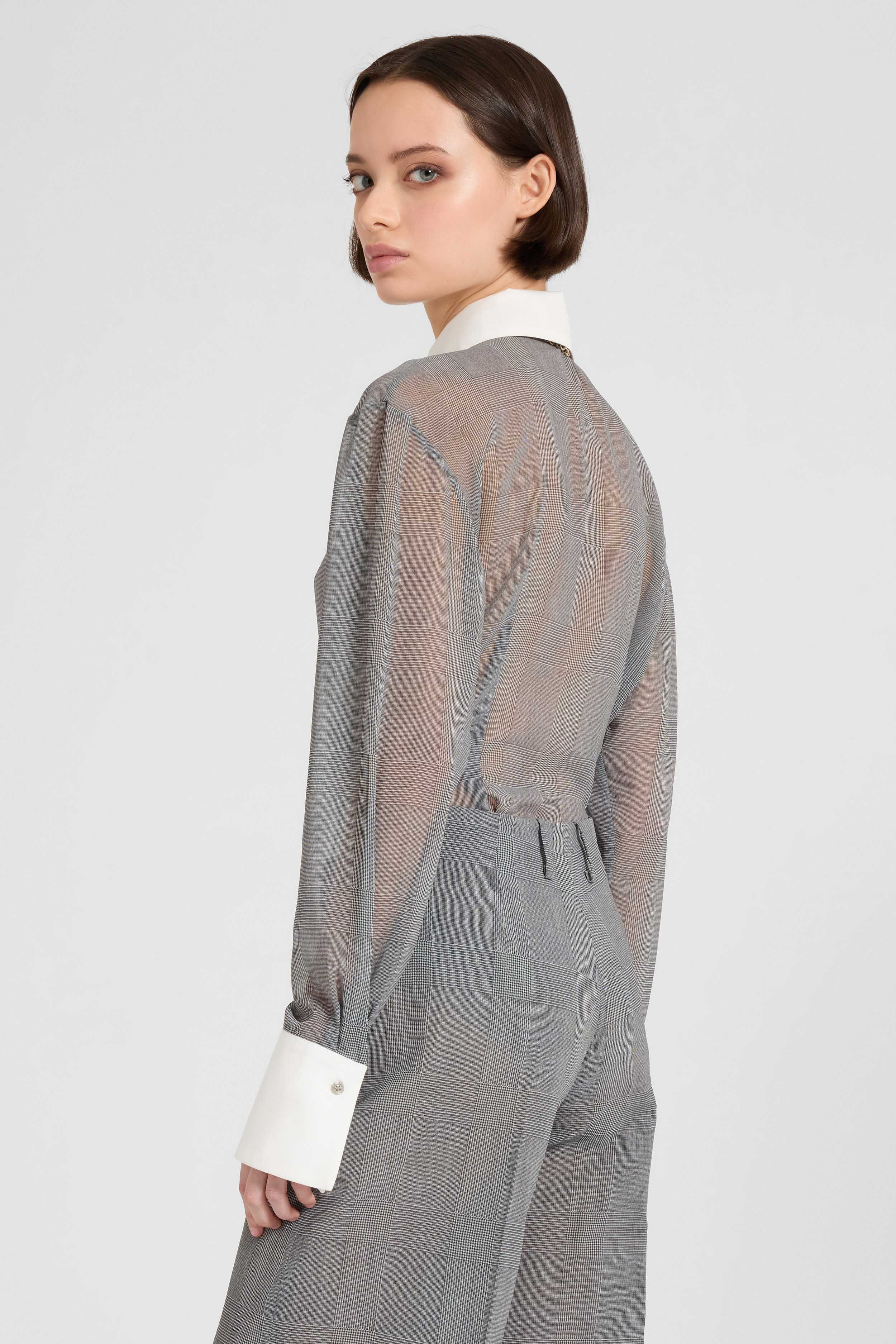 Prince of Wales technical georgette shirt - Image 5
