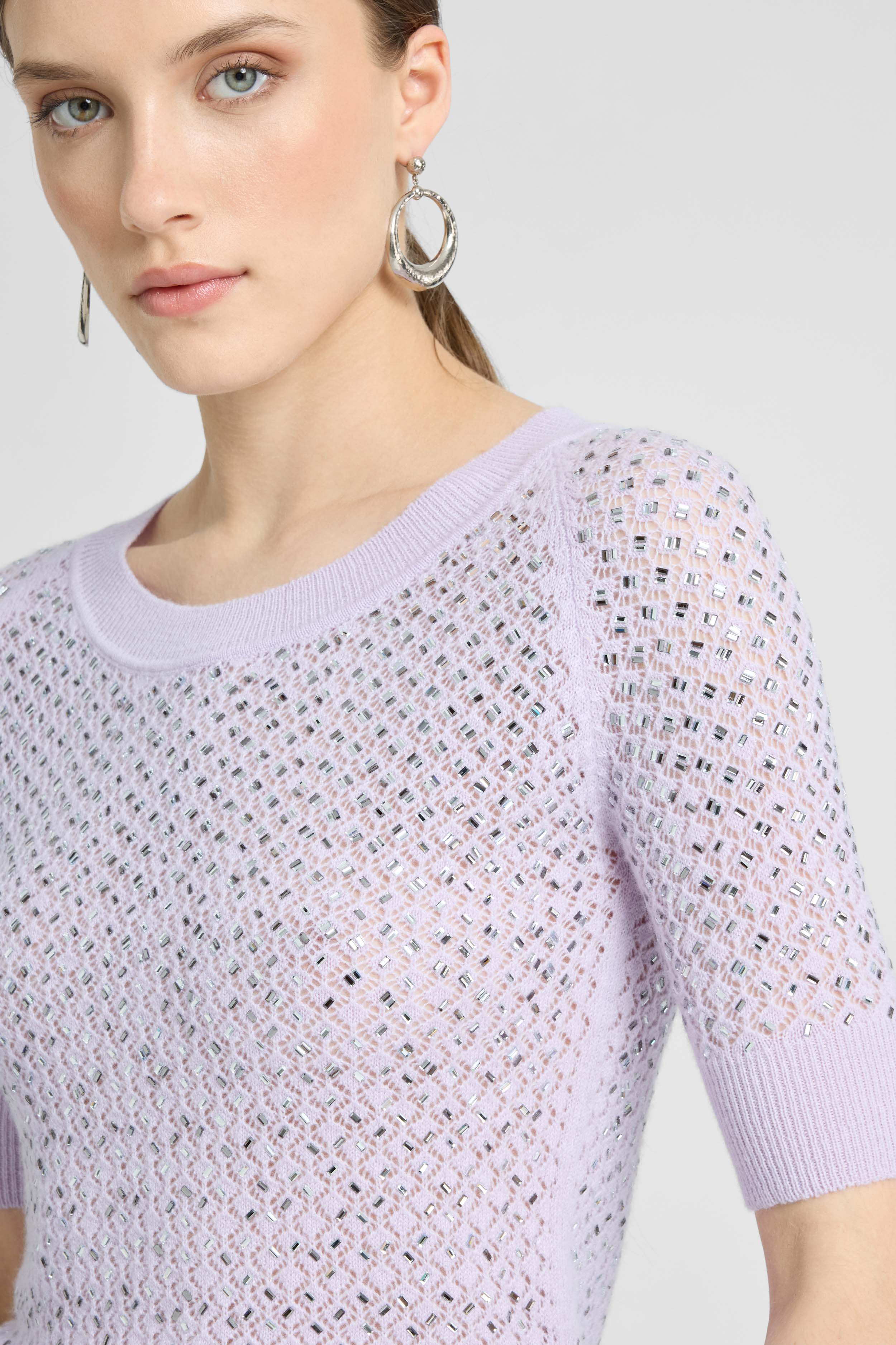 Pure cashmere sweater top with crystals - Image 2