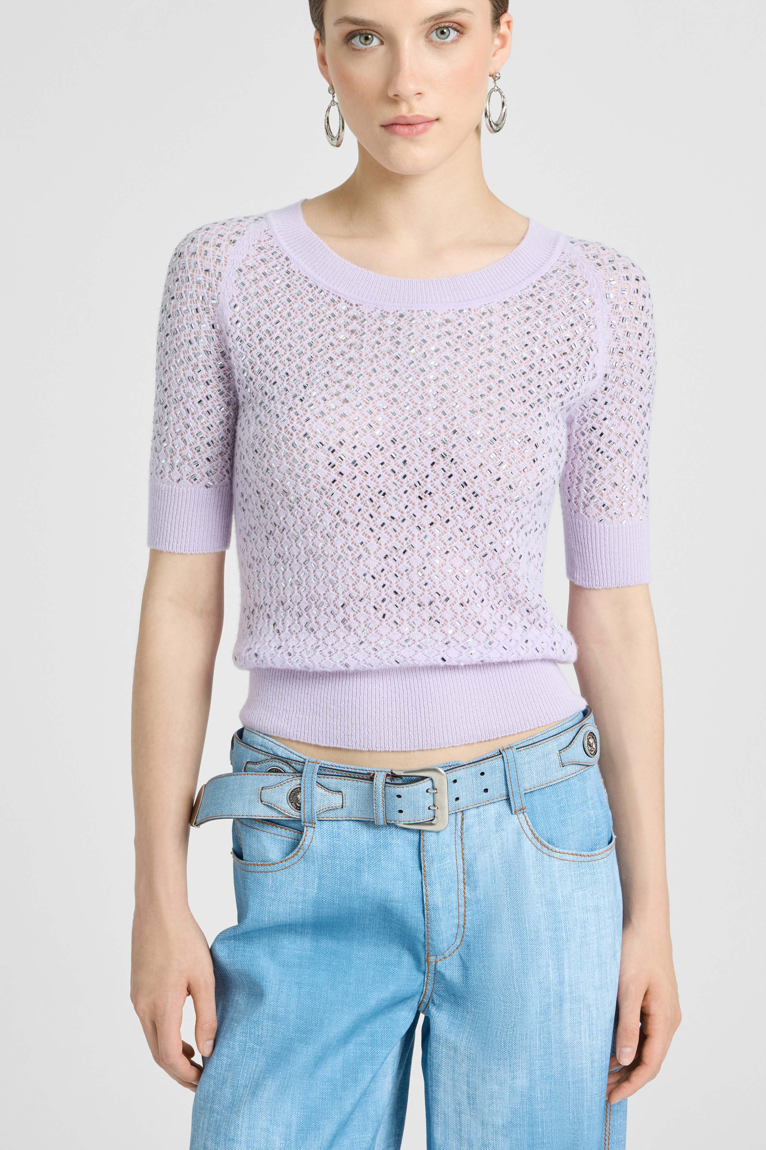 Pure cashmere sweater top with crystals - Image 3