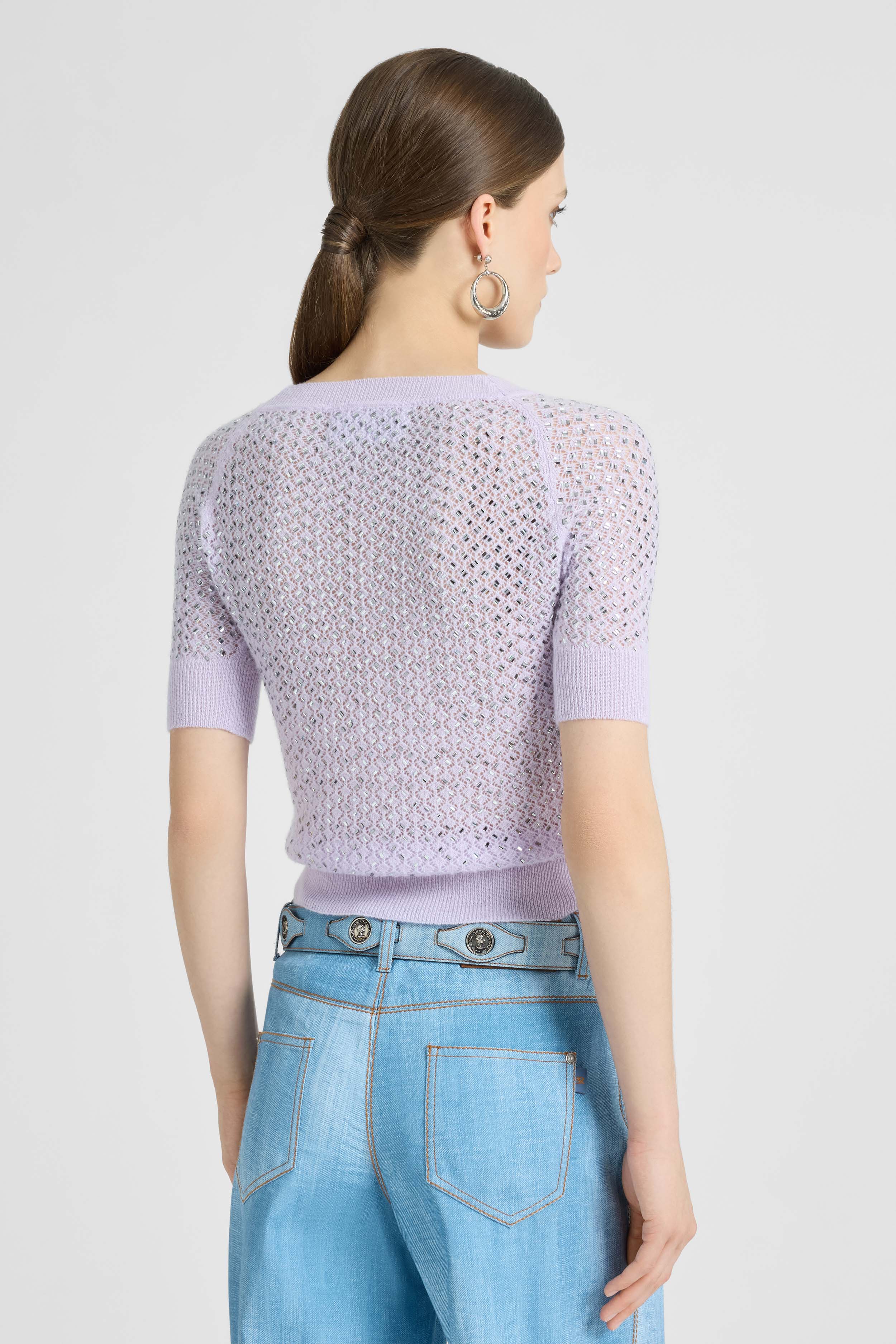 Pure cashmere sweater top with crystals - Image 4