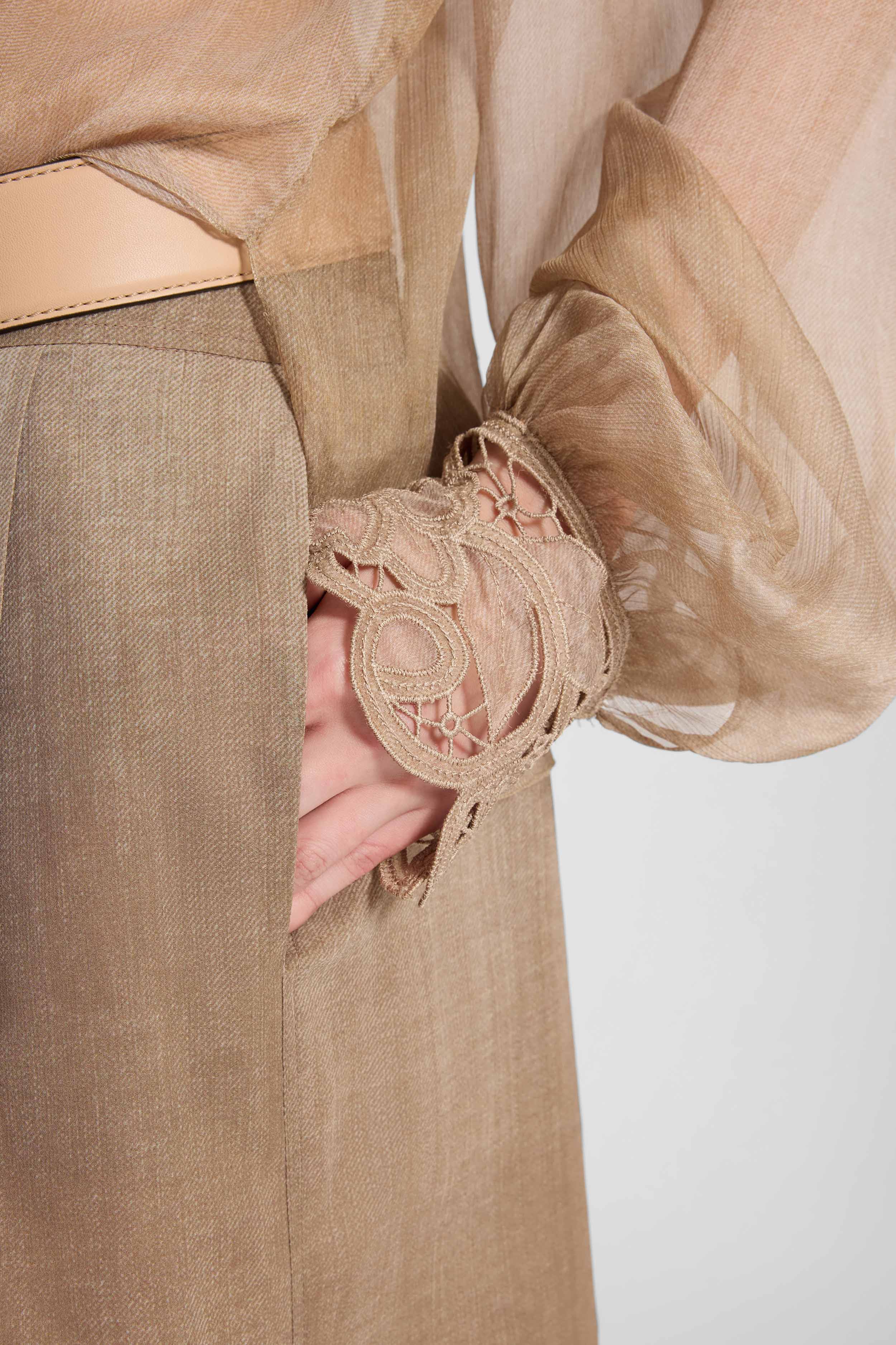 Pure silk blouse with floral cutwork - Image 4