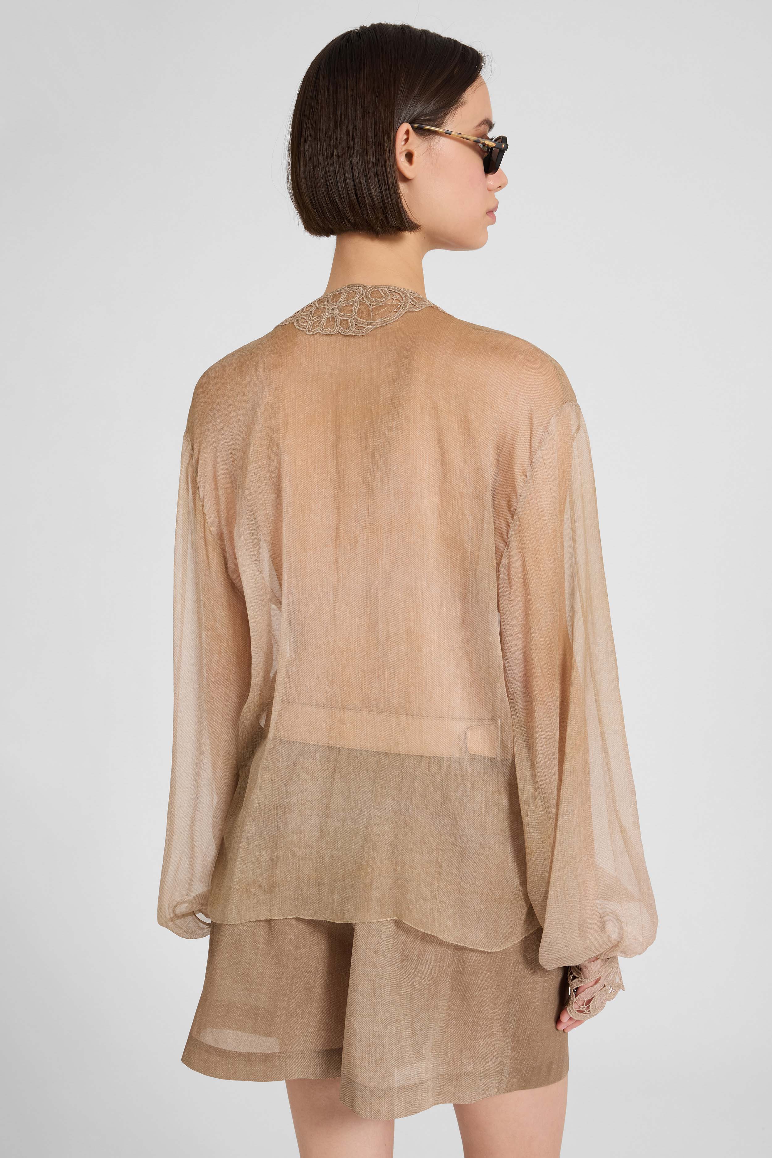Pure silk blouse with floral cutwork - Image 5