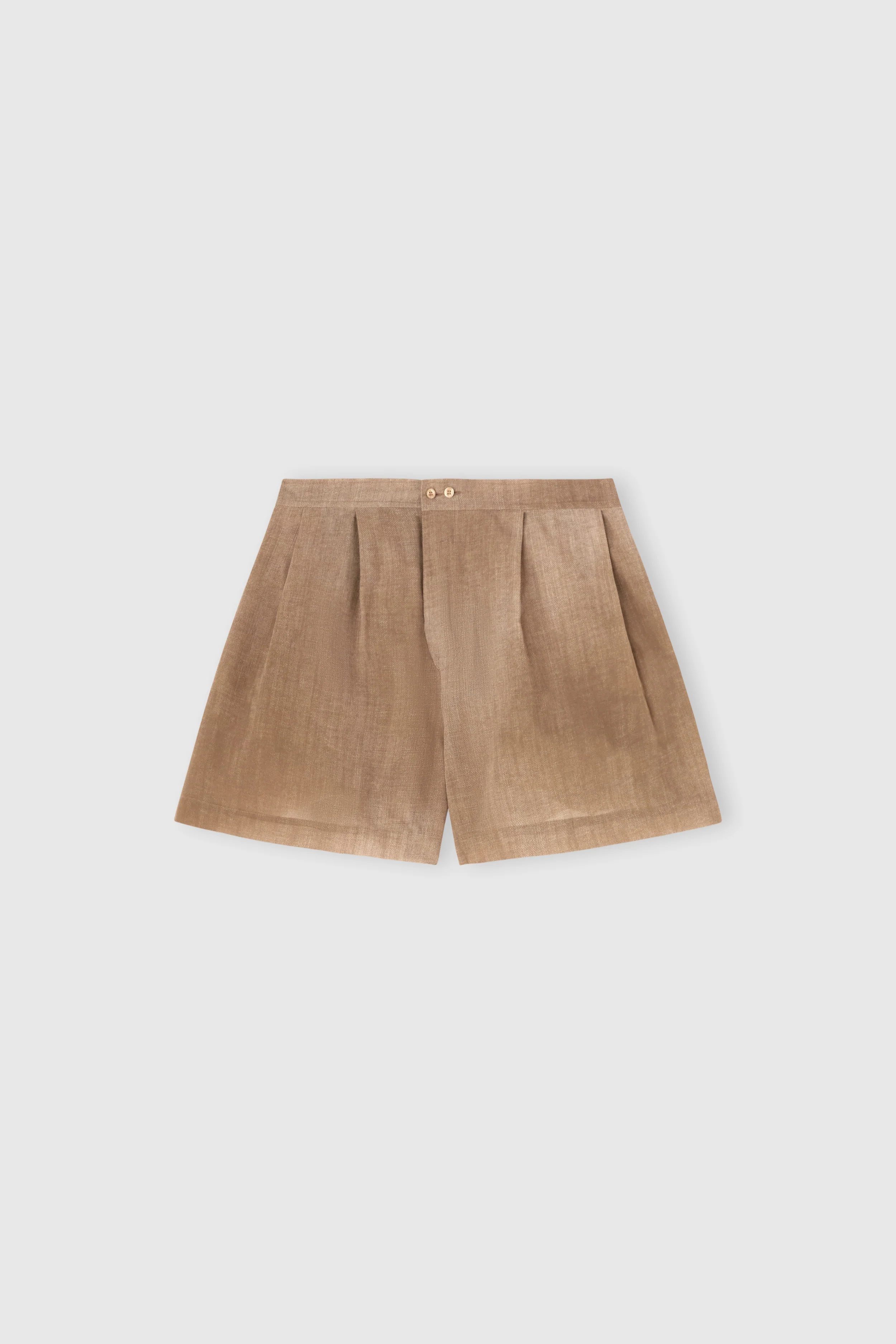 Regular fit shorts in sand-toned denim print marocain