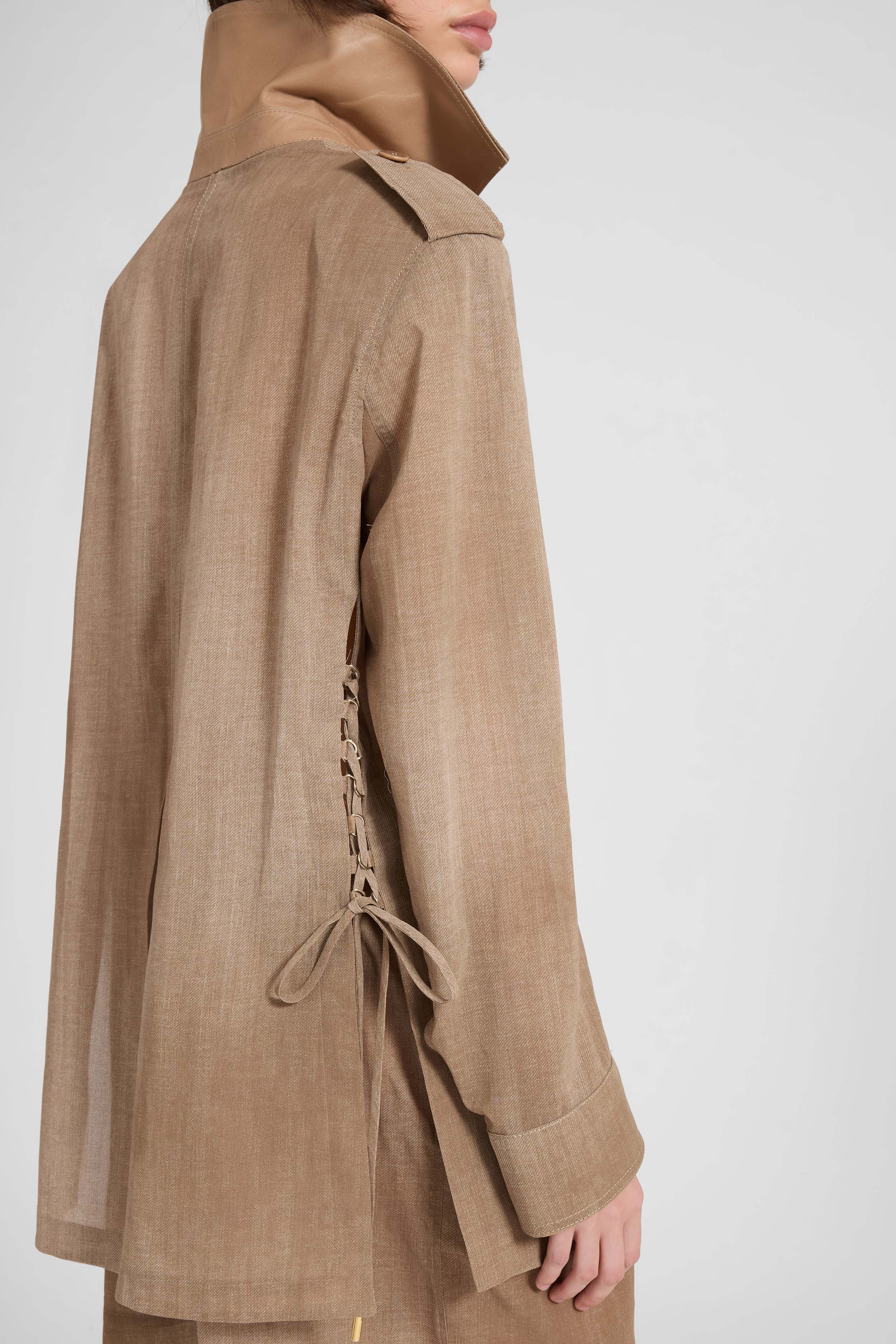 Sahariana in technical georgette with silk chiffon and nappa belt - Image 5