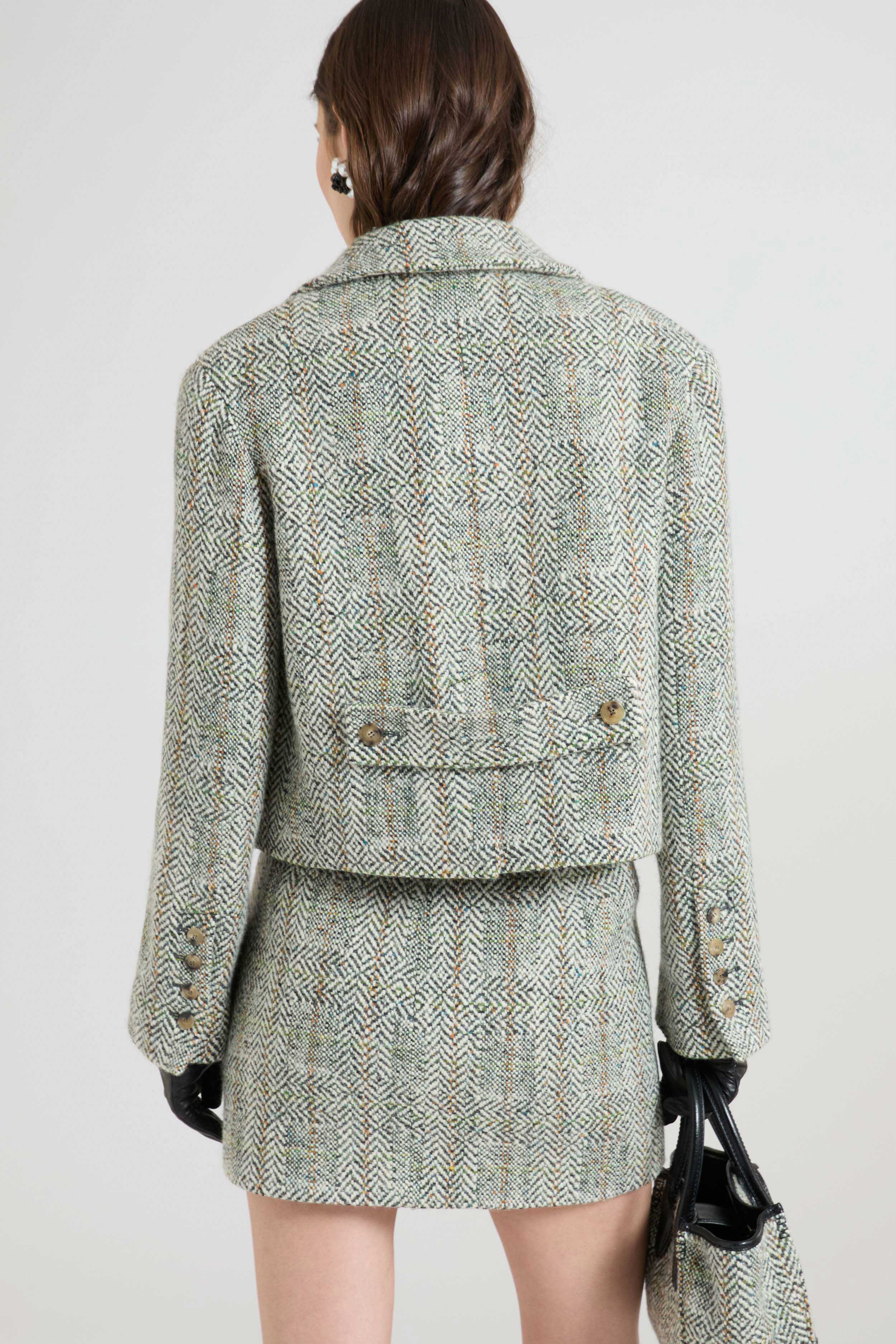Short Double-Breasted Jacket in Yarn-Dyed Resca Wool Double - Image 5