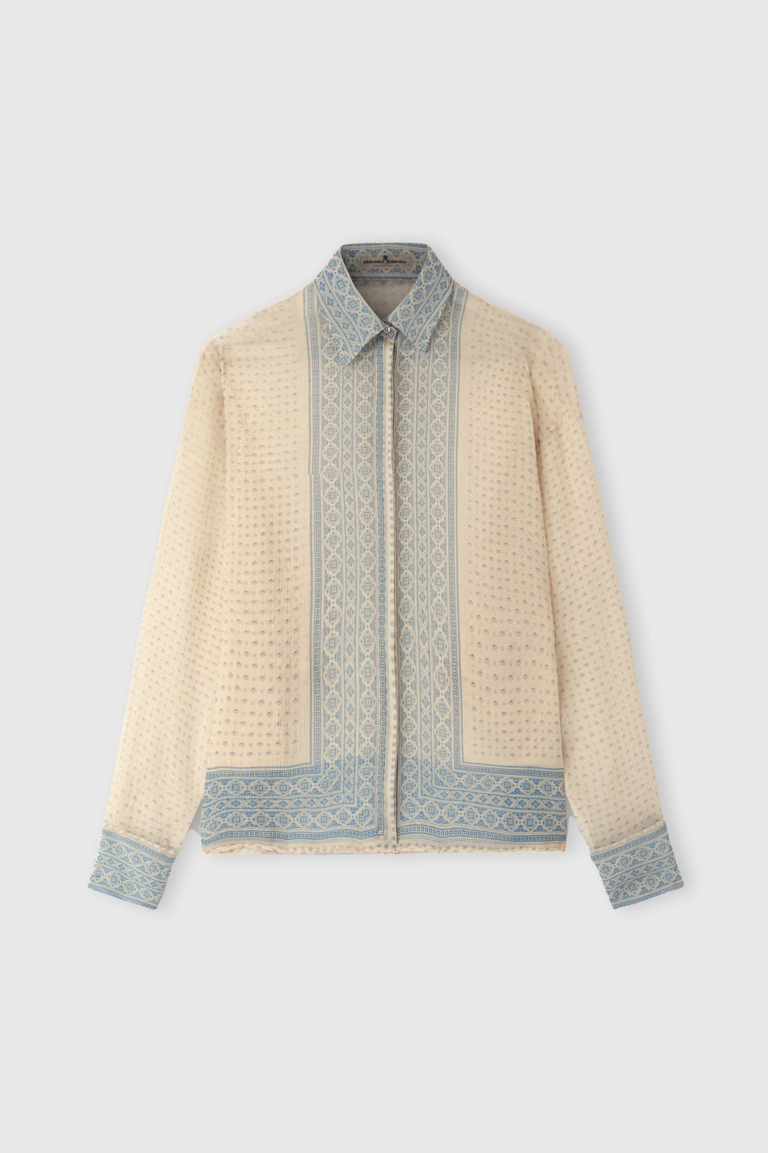 Silk chiffon shirt with scarf print