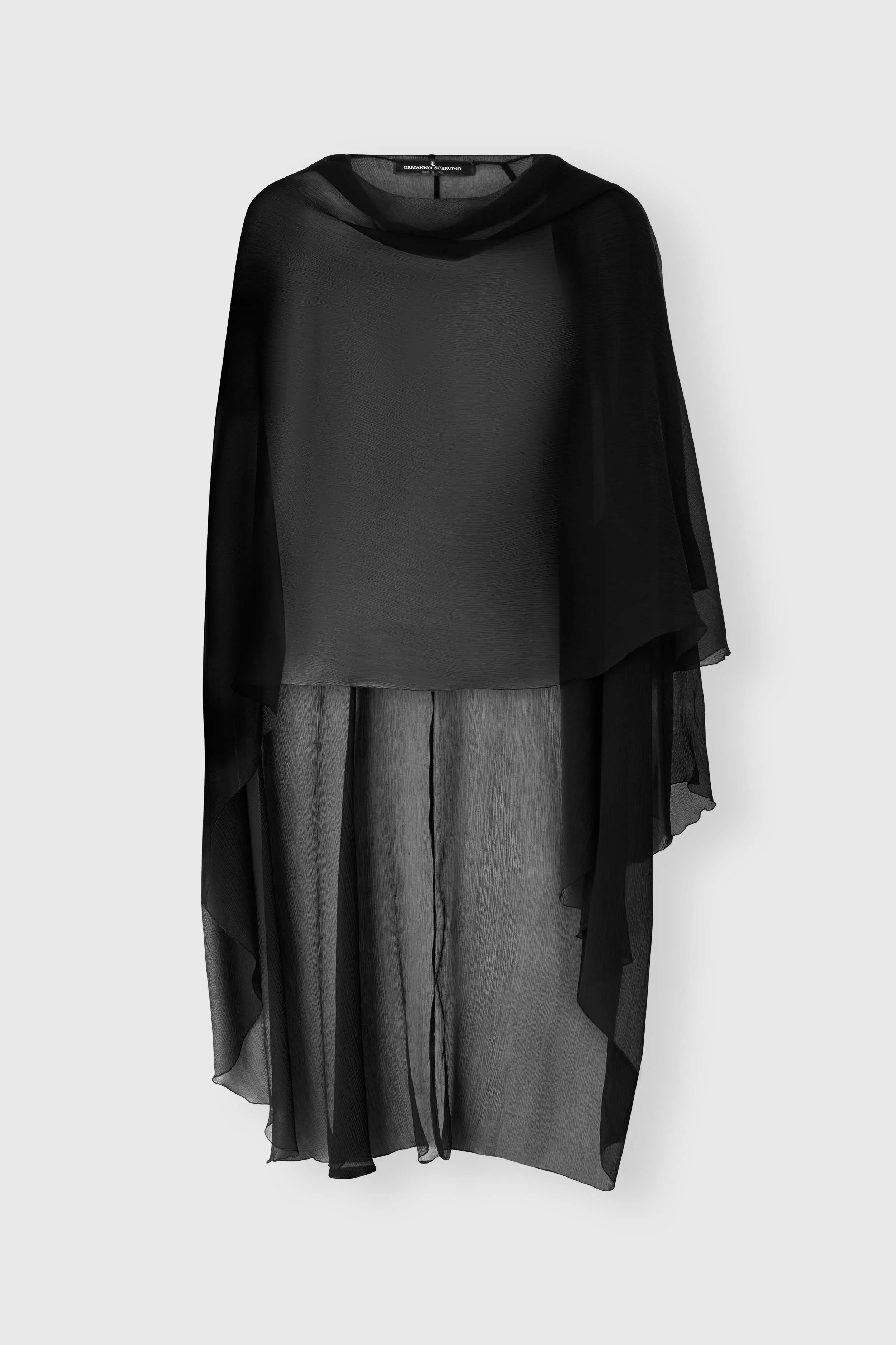 Silk crepon cape with hood