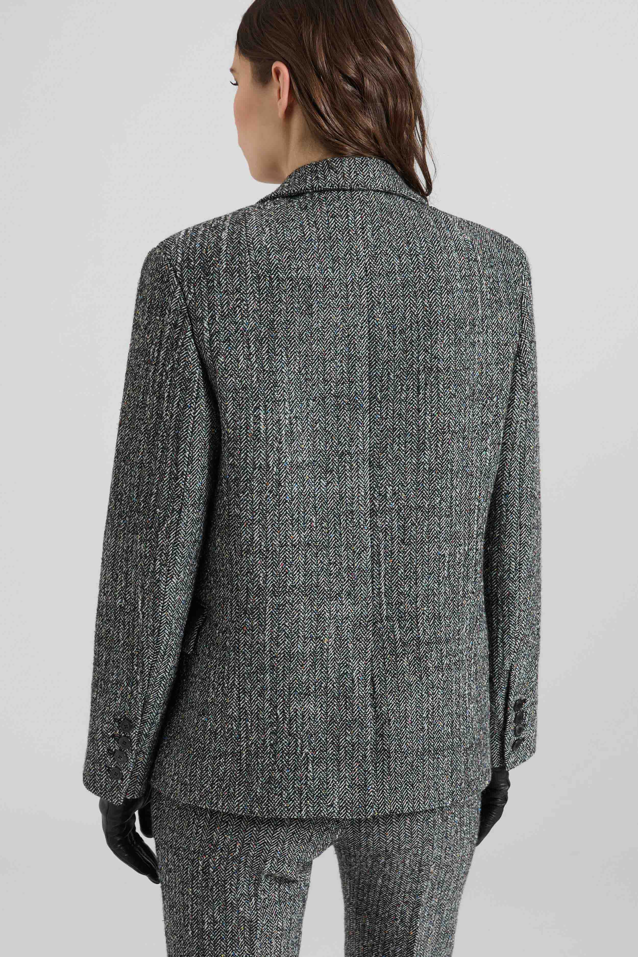 Single-Breasted Jacket in Resca Wool Yarn-Dyed Weight Fabric - Image 4
