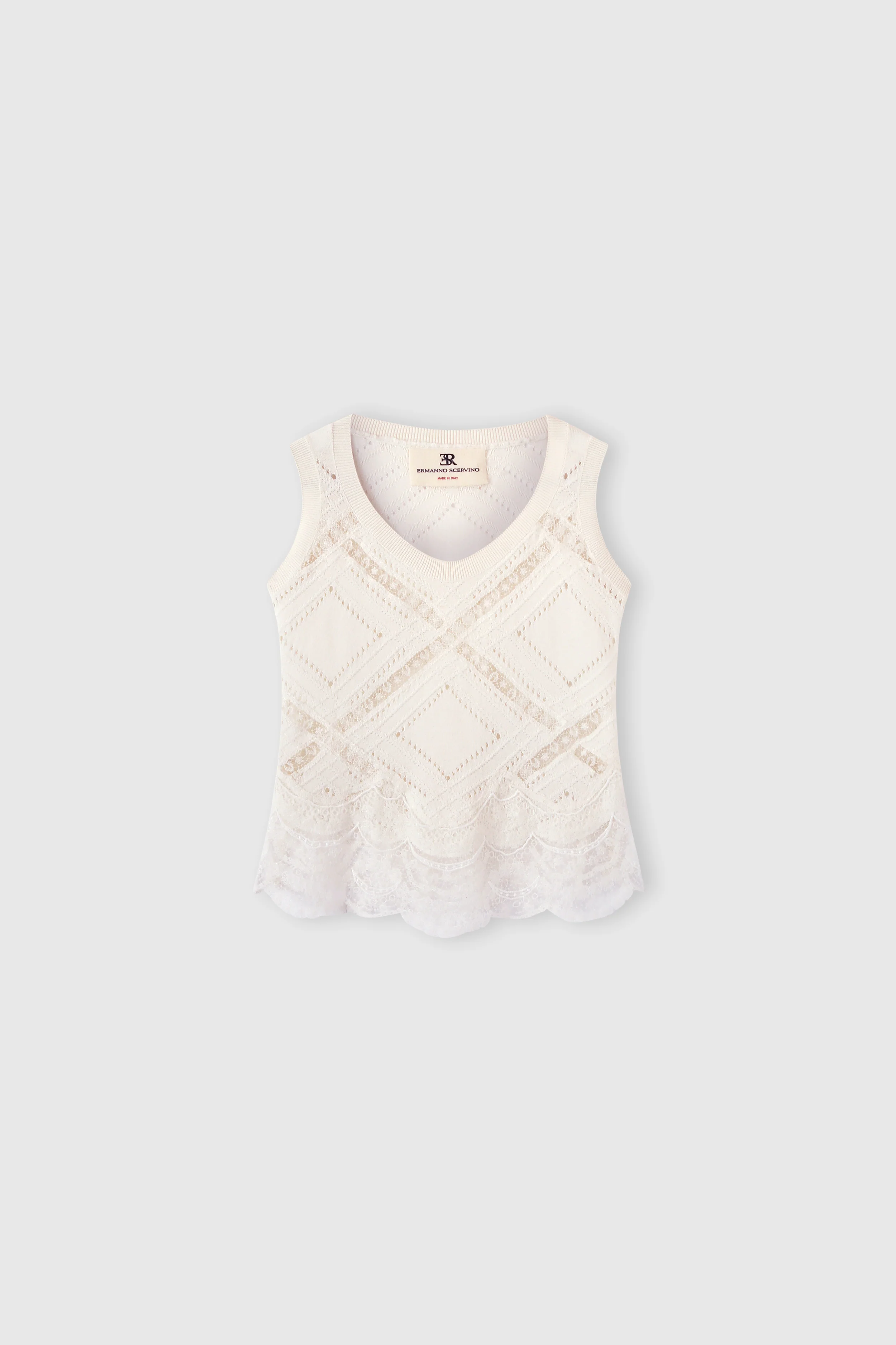 Sleeveless top with Valenciennes lace