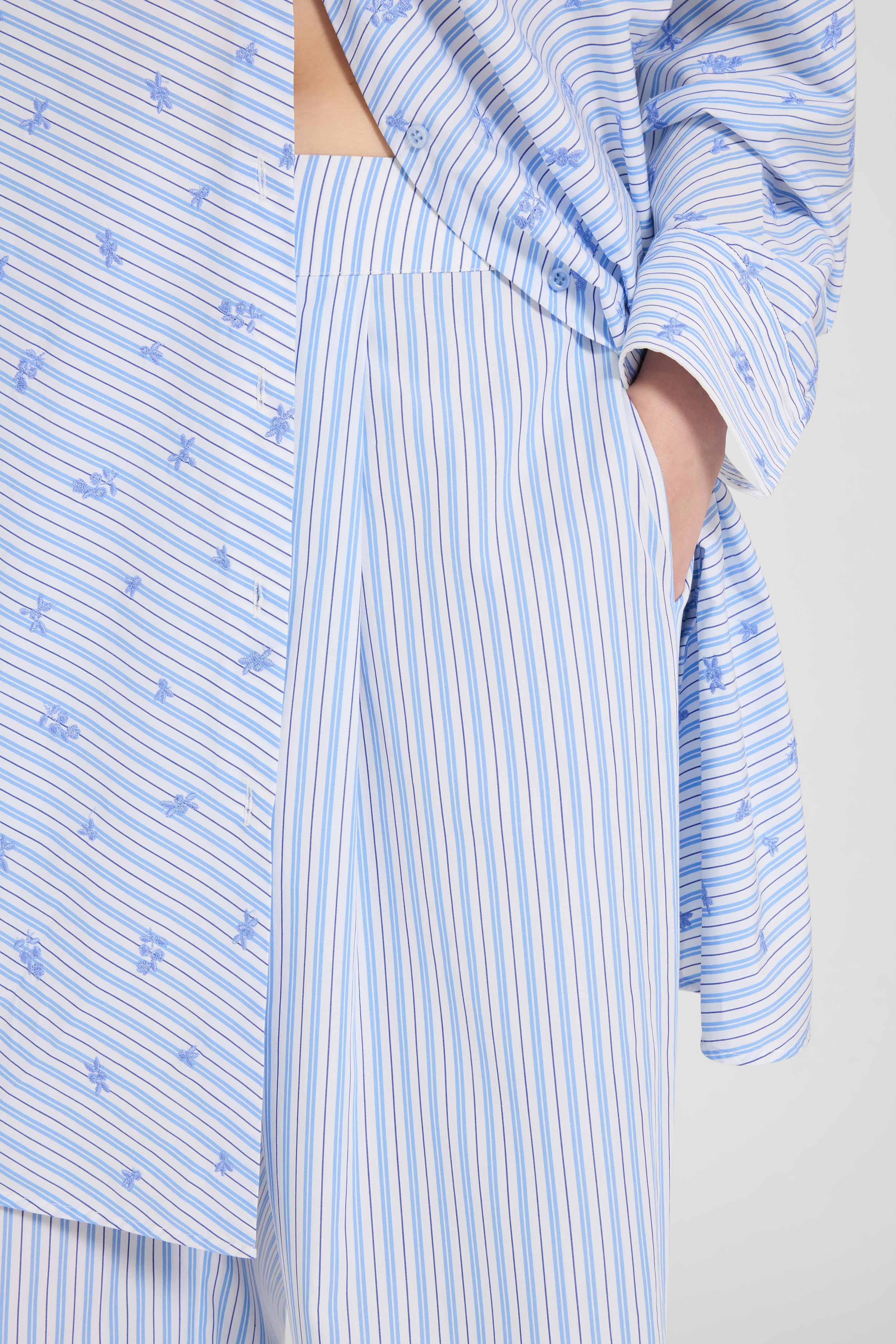 Striped pure cotton poplin palazzo trousers with drawstring waist - Image 4