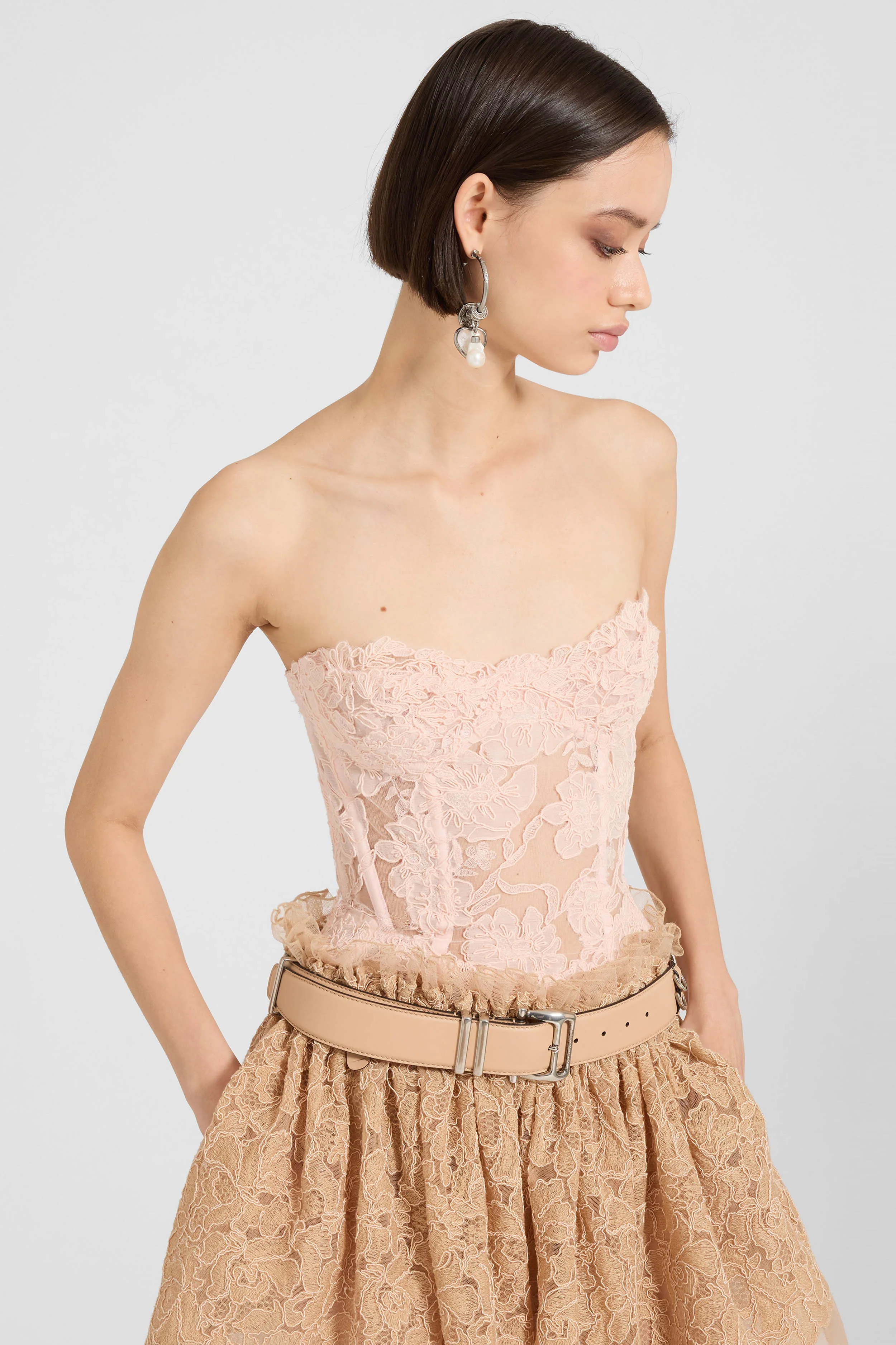 Structured bustier top in rebrodé lace - Image 2