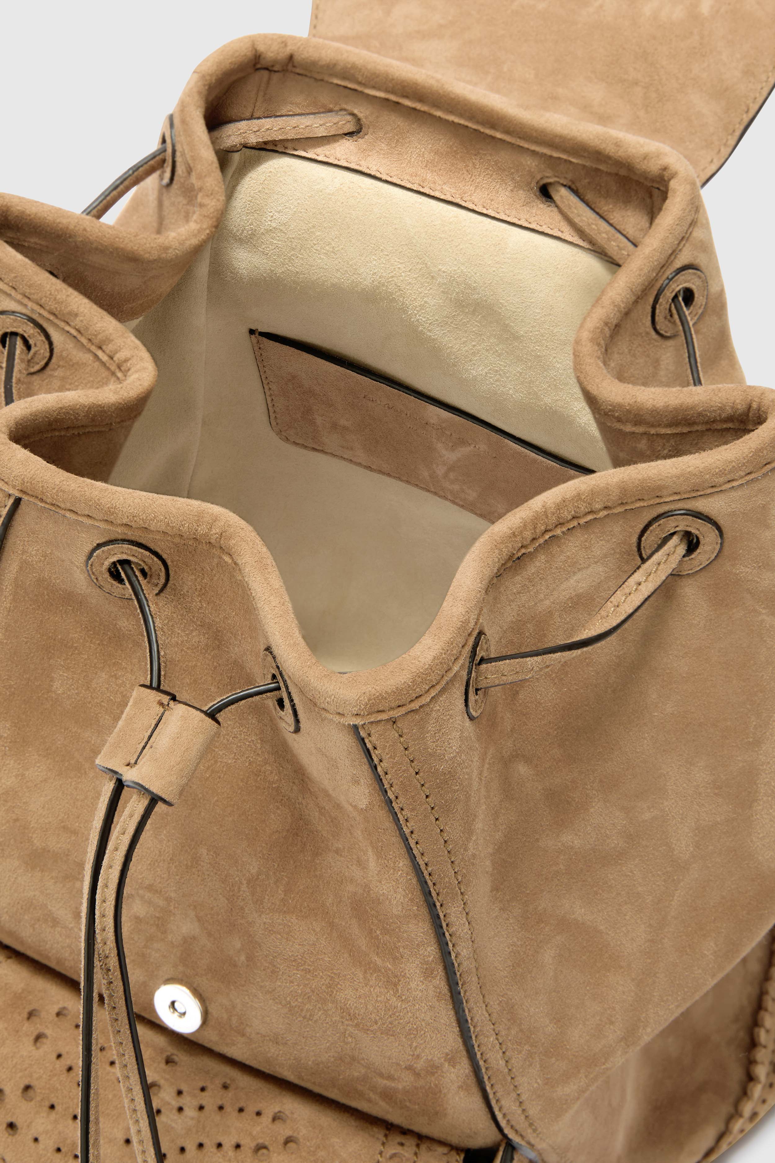 Suede backpack with fringes and perforations - Image 4