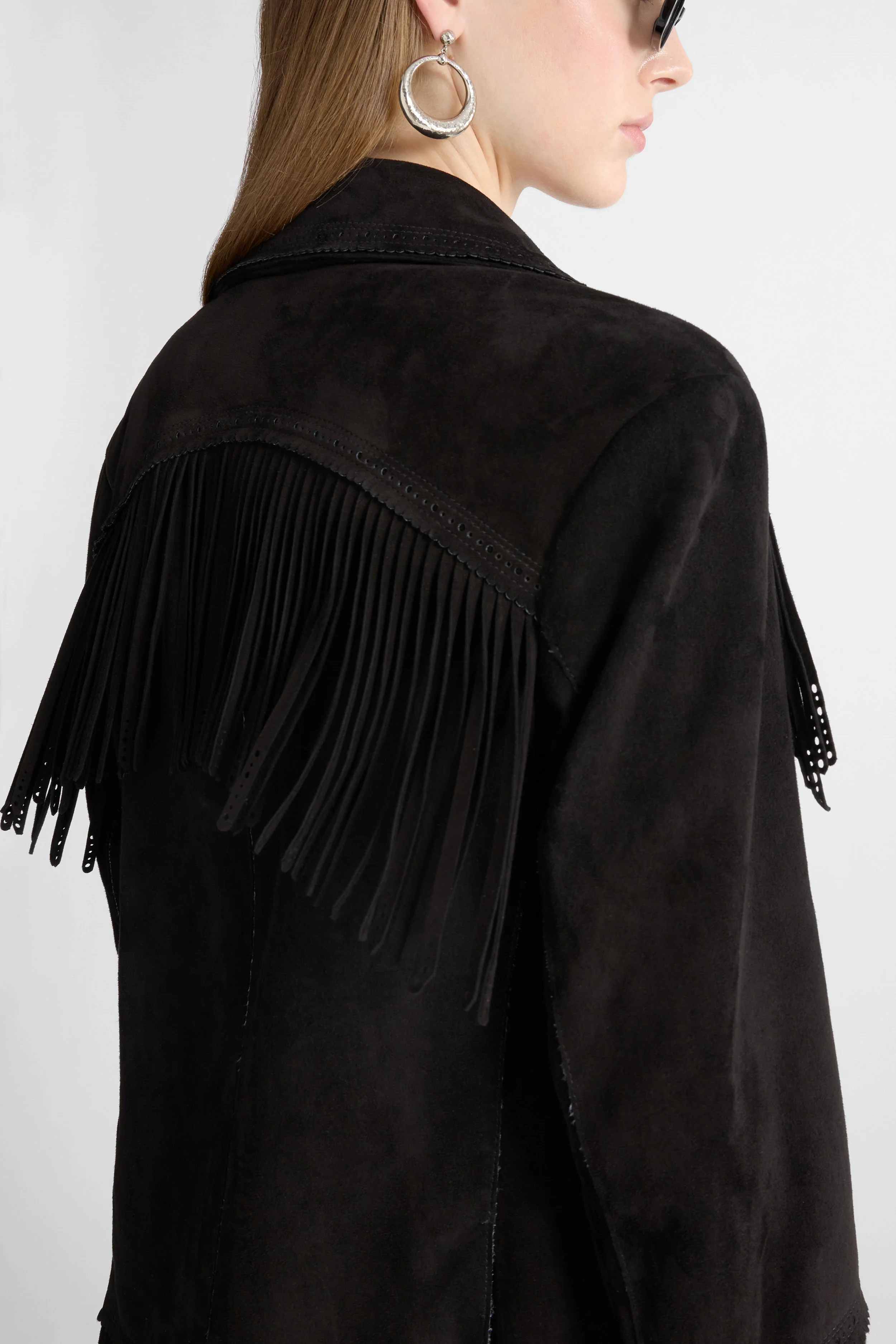 Suede caban with fringes and broguing details - Image 3