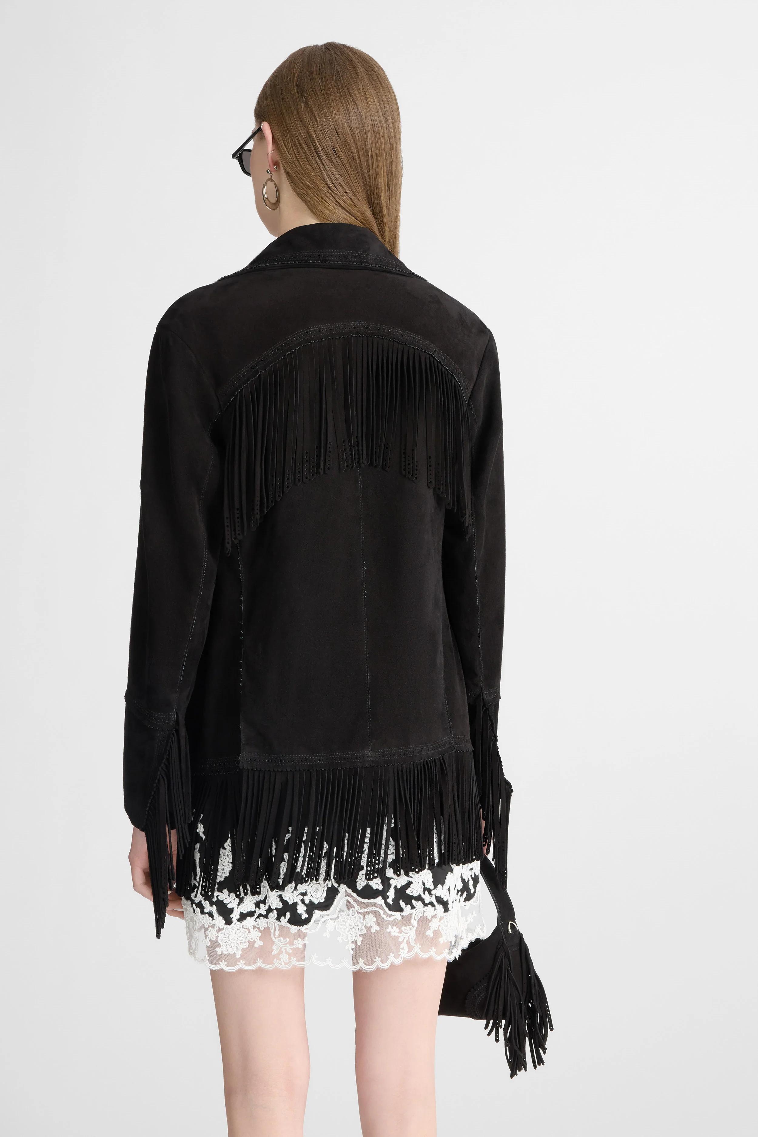 Suede caban with fringes and broguing details - Image 5