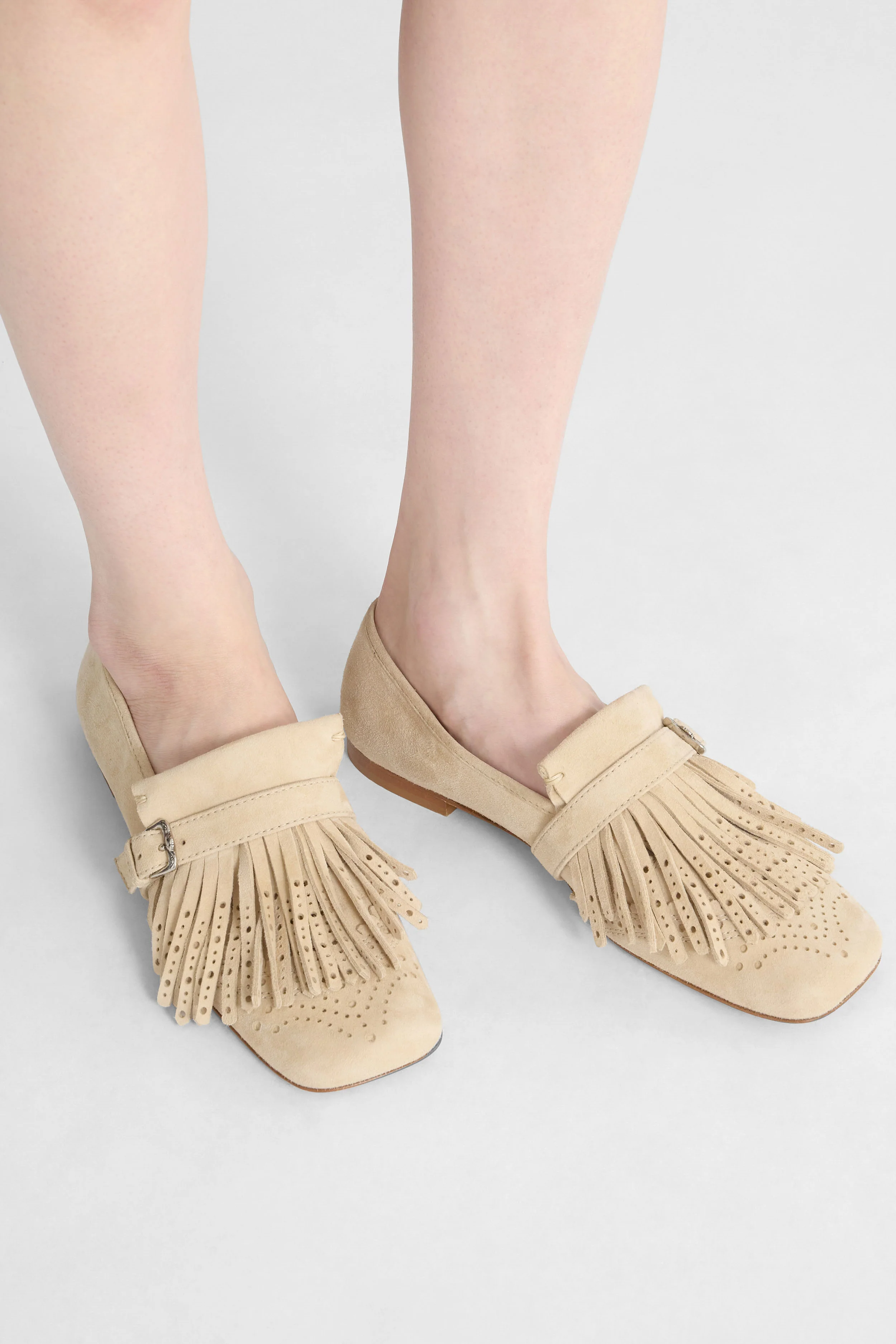 Suede College loafer with fringes and daisy buckle - Image 5