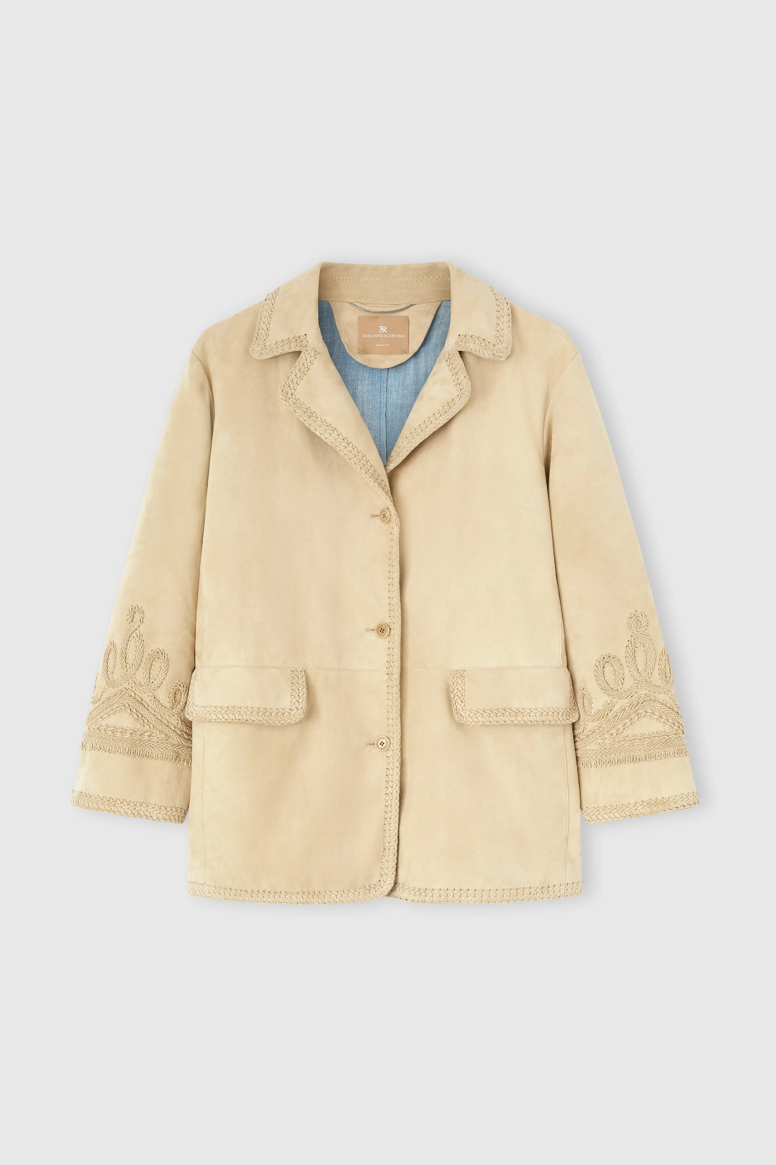 Suede jacket with hand-made embroidery