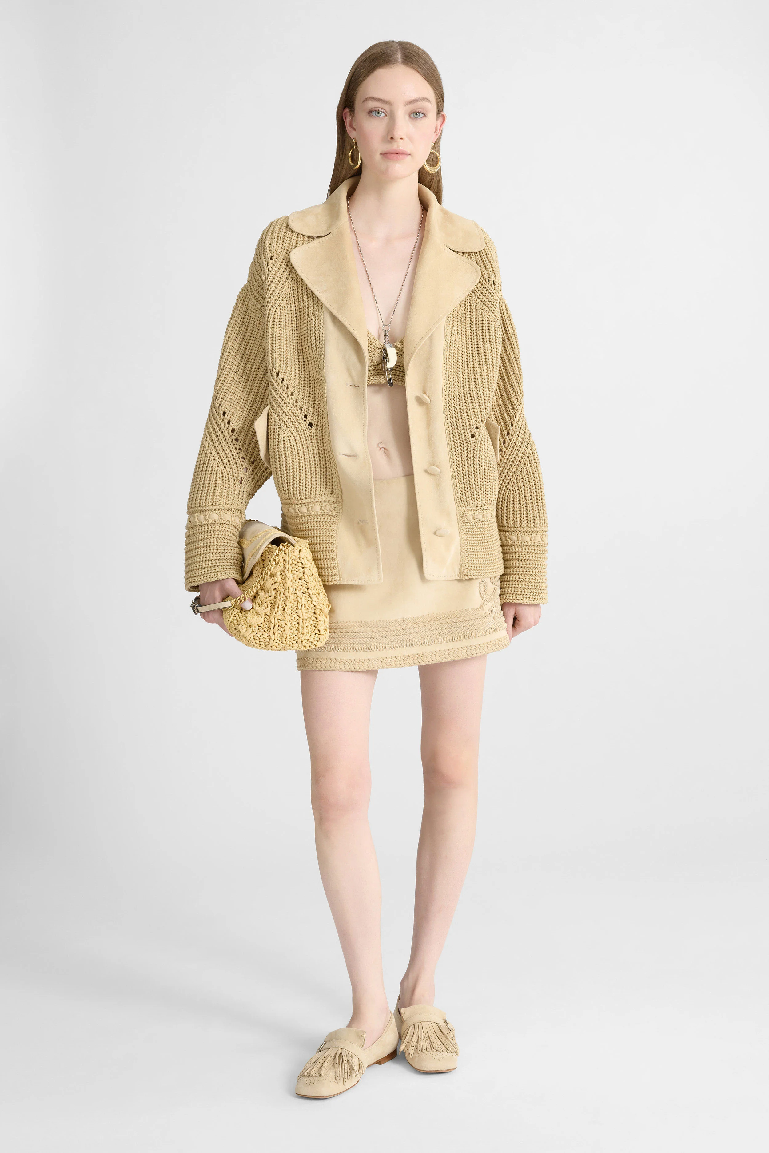 Suede Mini Skirt with Handcrafted Embroidery - Image 2