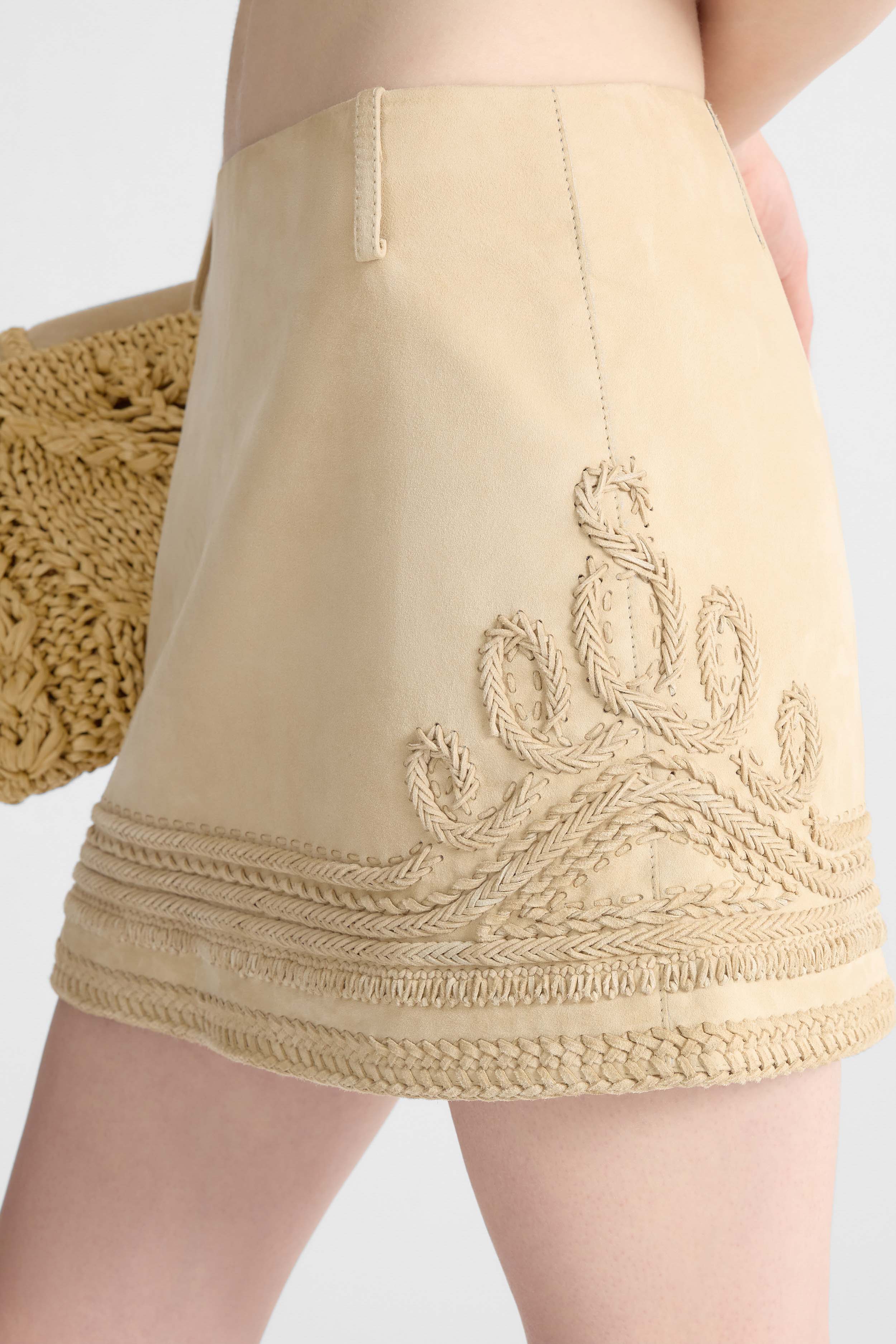 Suede Mini Skirt with Handcrafted Embroidery - Image 4