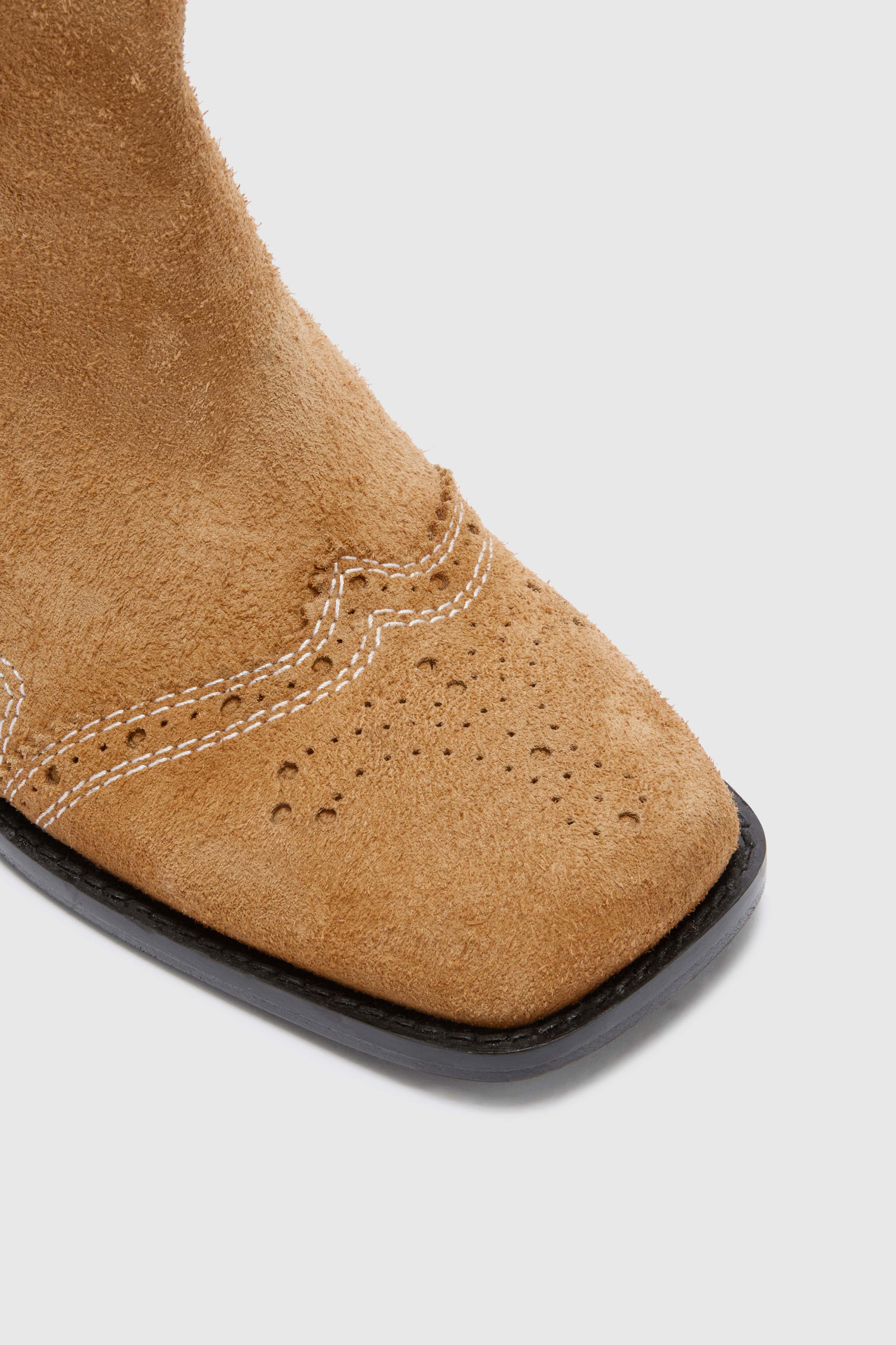 Tall shaded suede boots with brogue detailing - Image 4