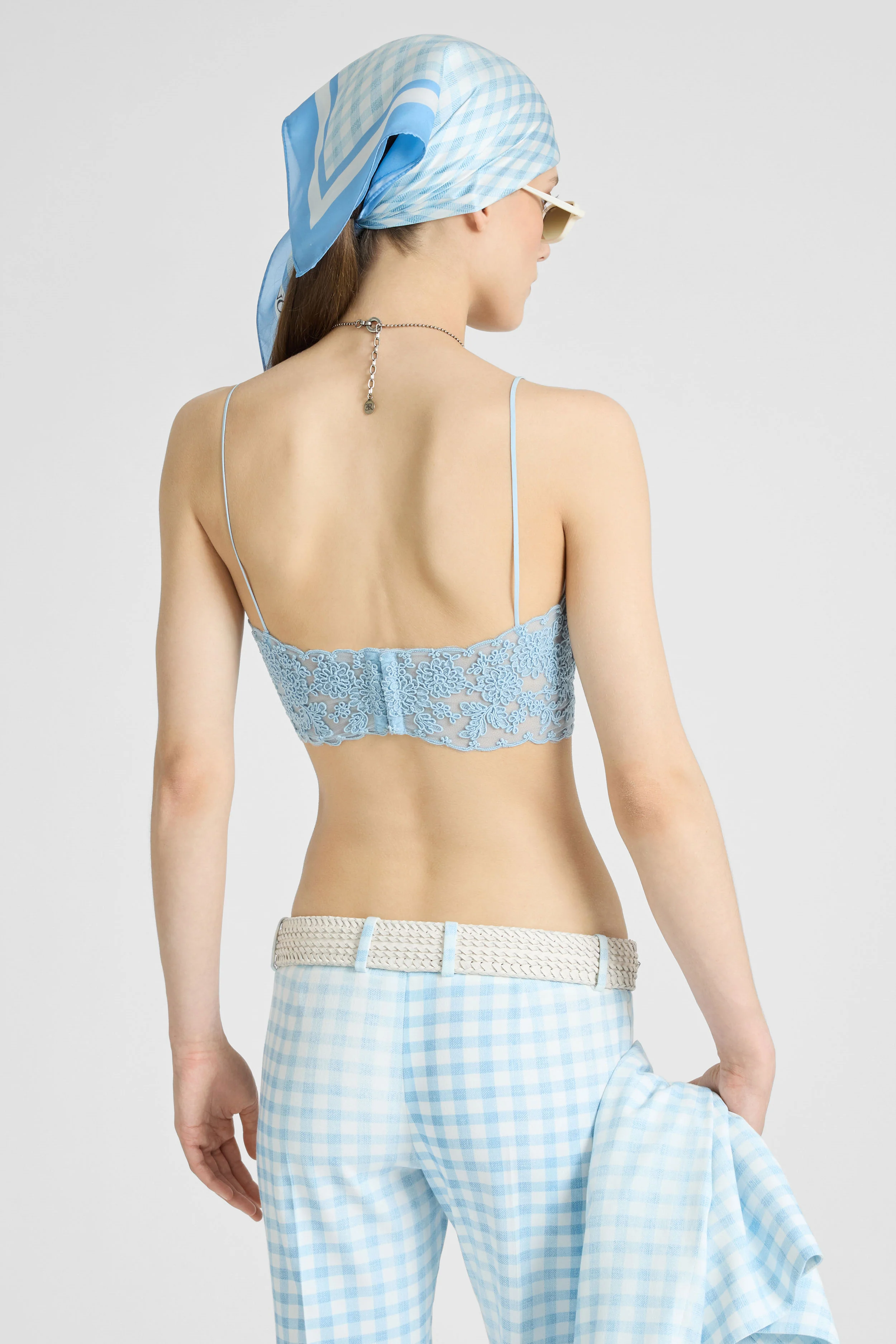 Unstructured Tulle Light Blue Bra with Rebrodé Lace - Image 5